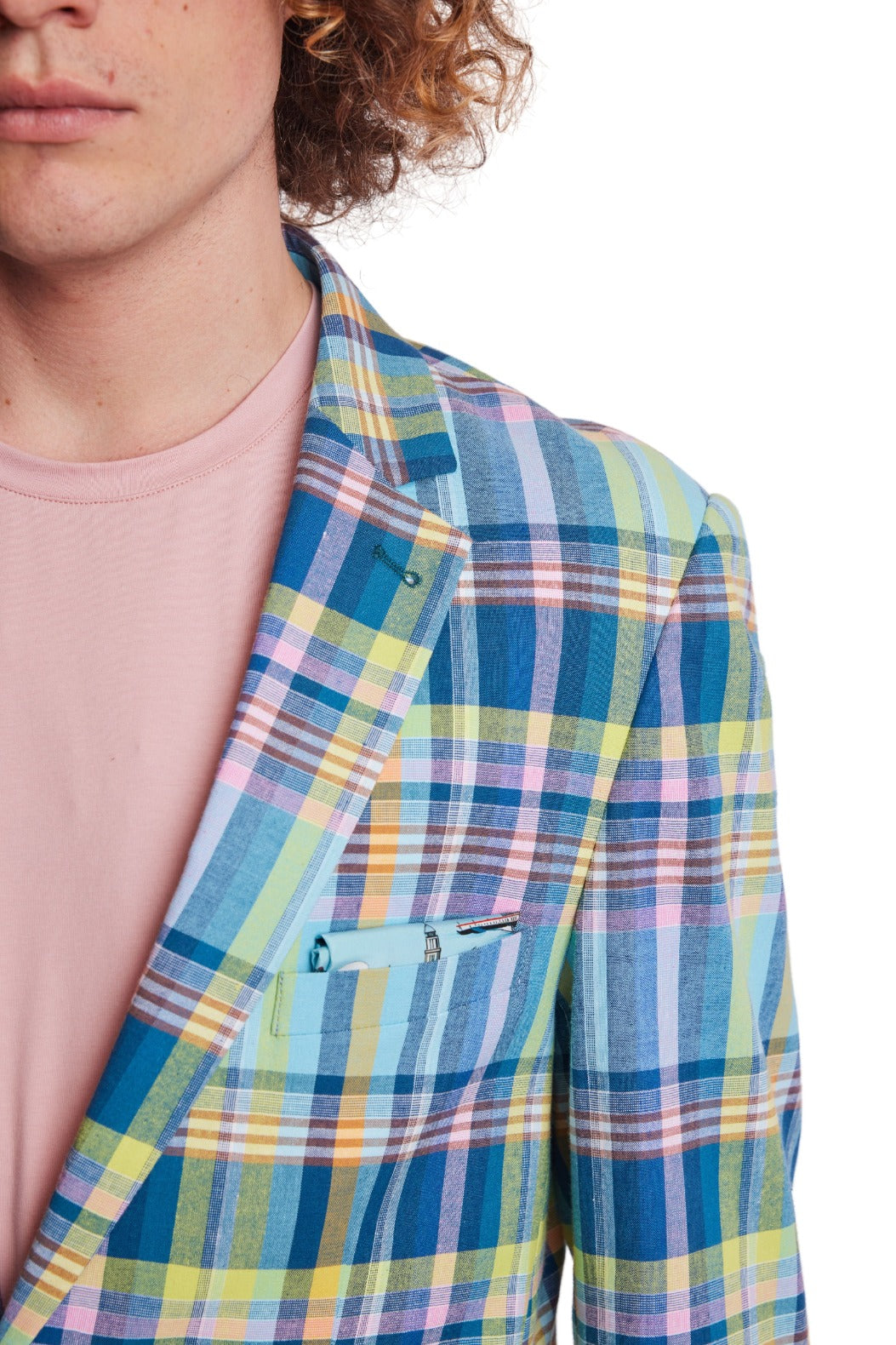 Dover Notch Jacket - slim - Pink Yellow Madras