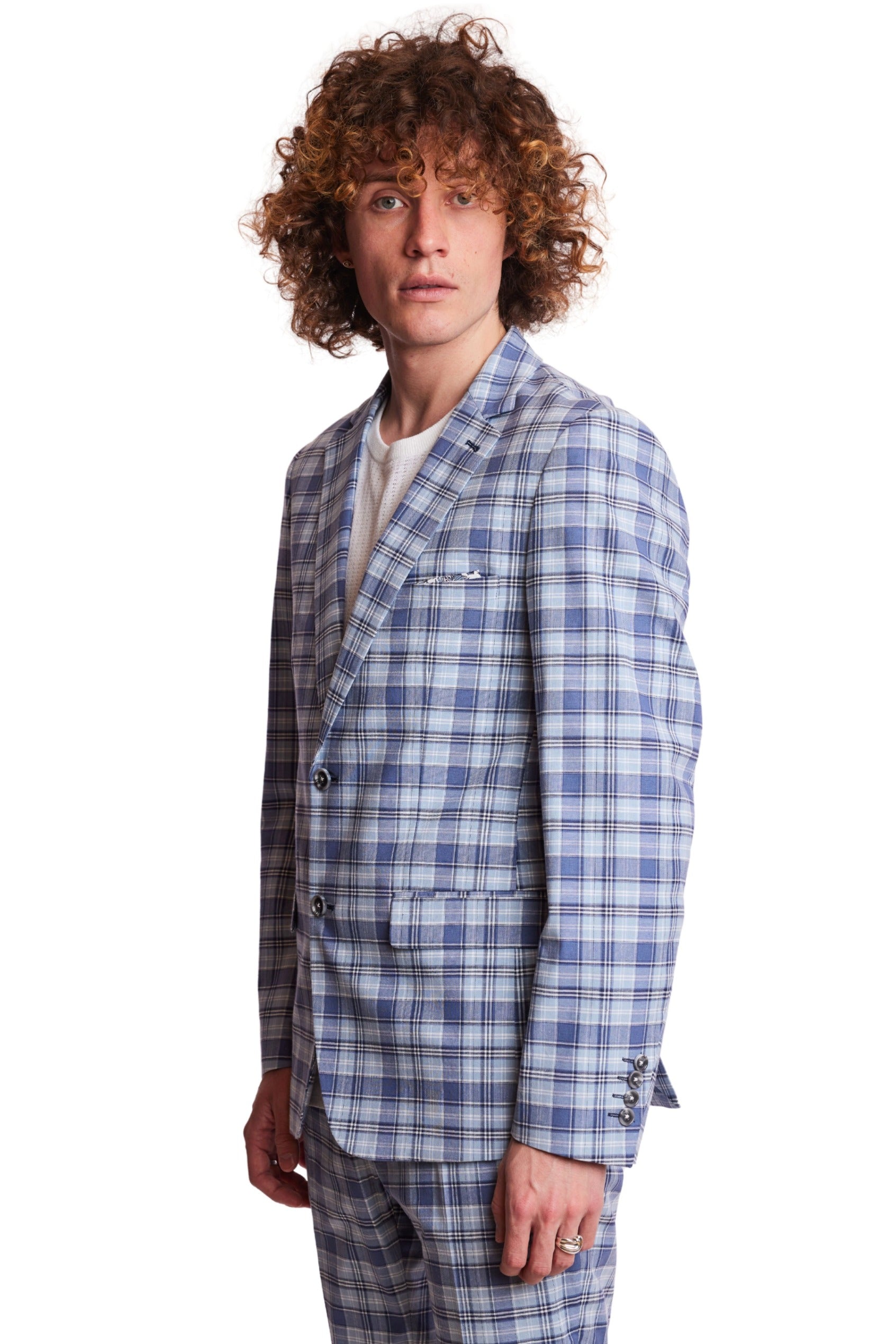 Dover Notch Jacket - slim - Blue Madras Check