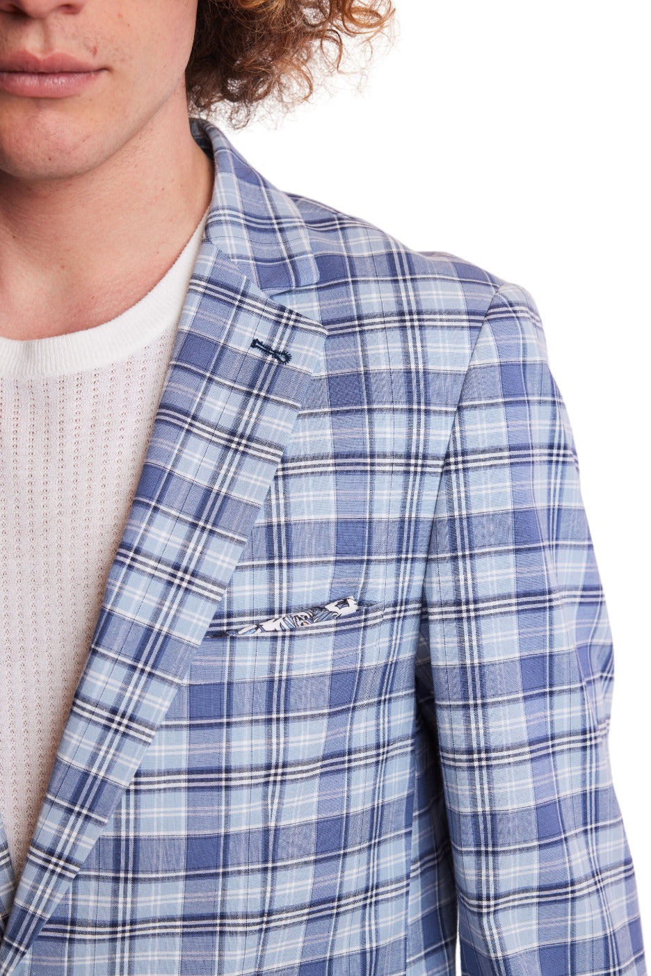 Dover Notch Jacket - slim - Blue Madras Check