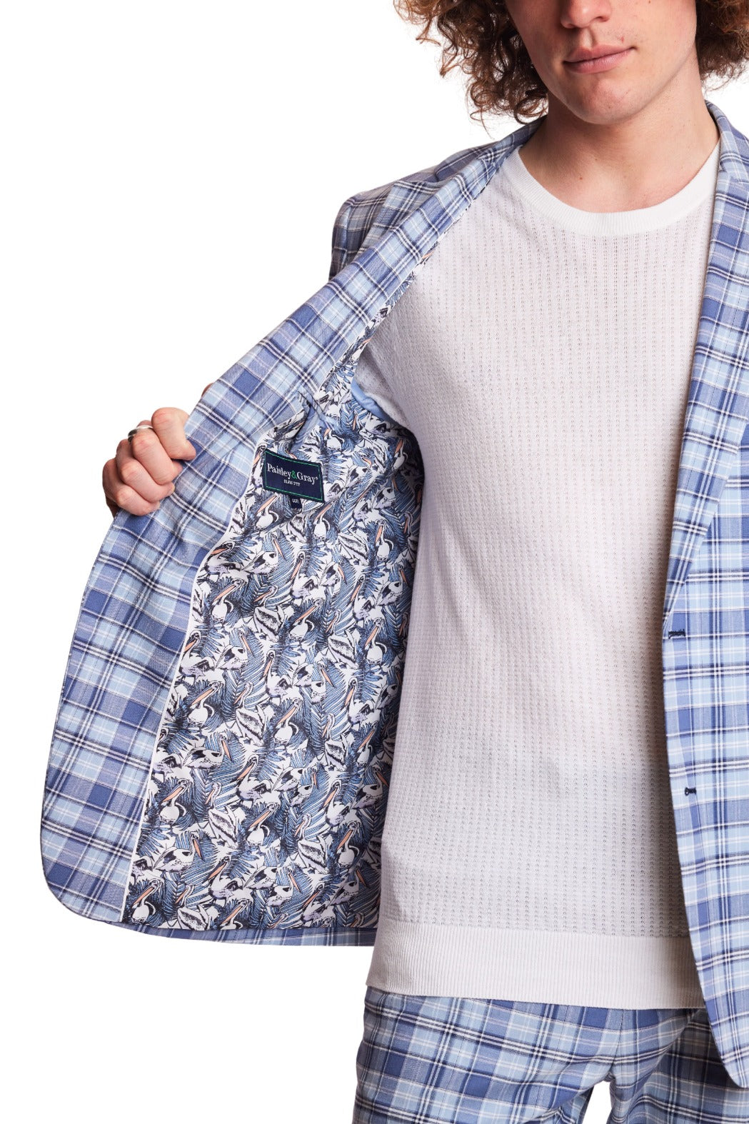 Dover Notch Jacket - slim - Blue Madras Check