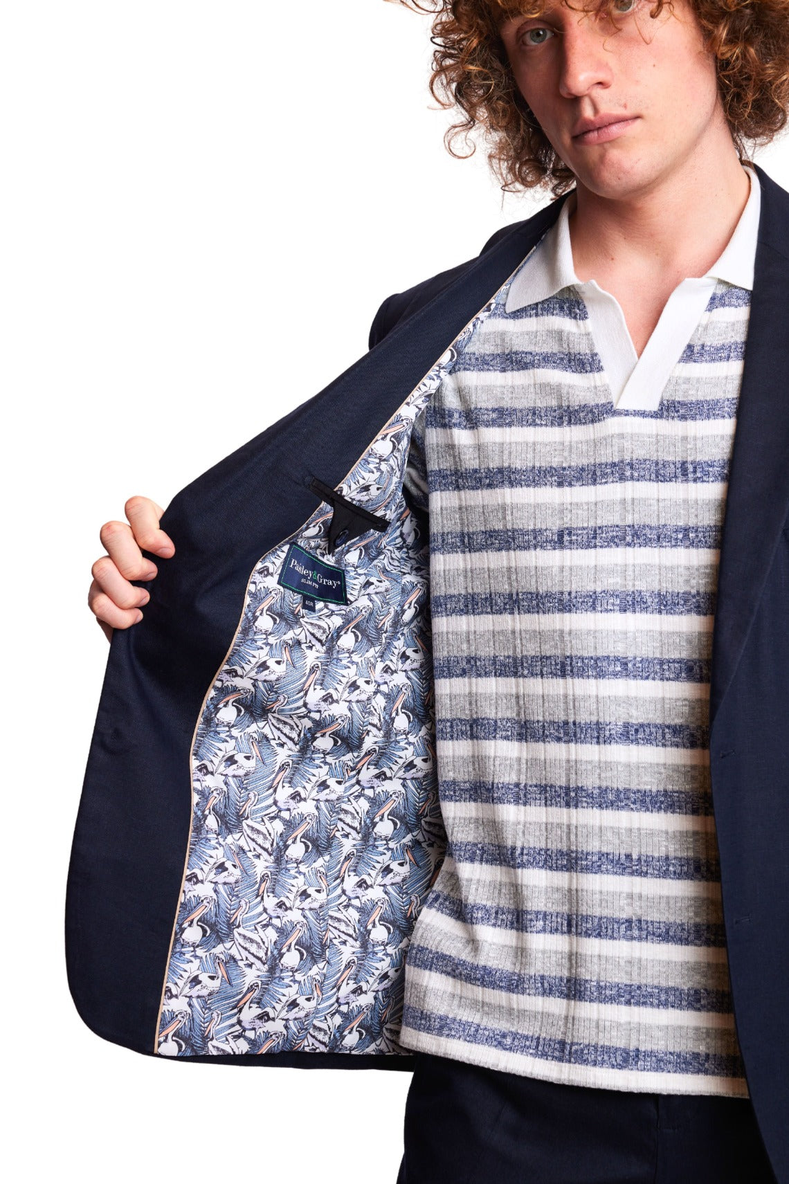Dover Notch Jacket - slim - Navy Linen