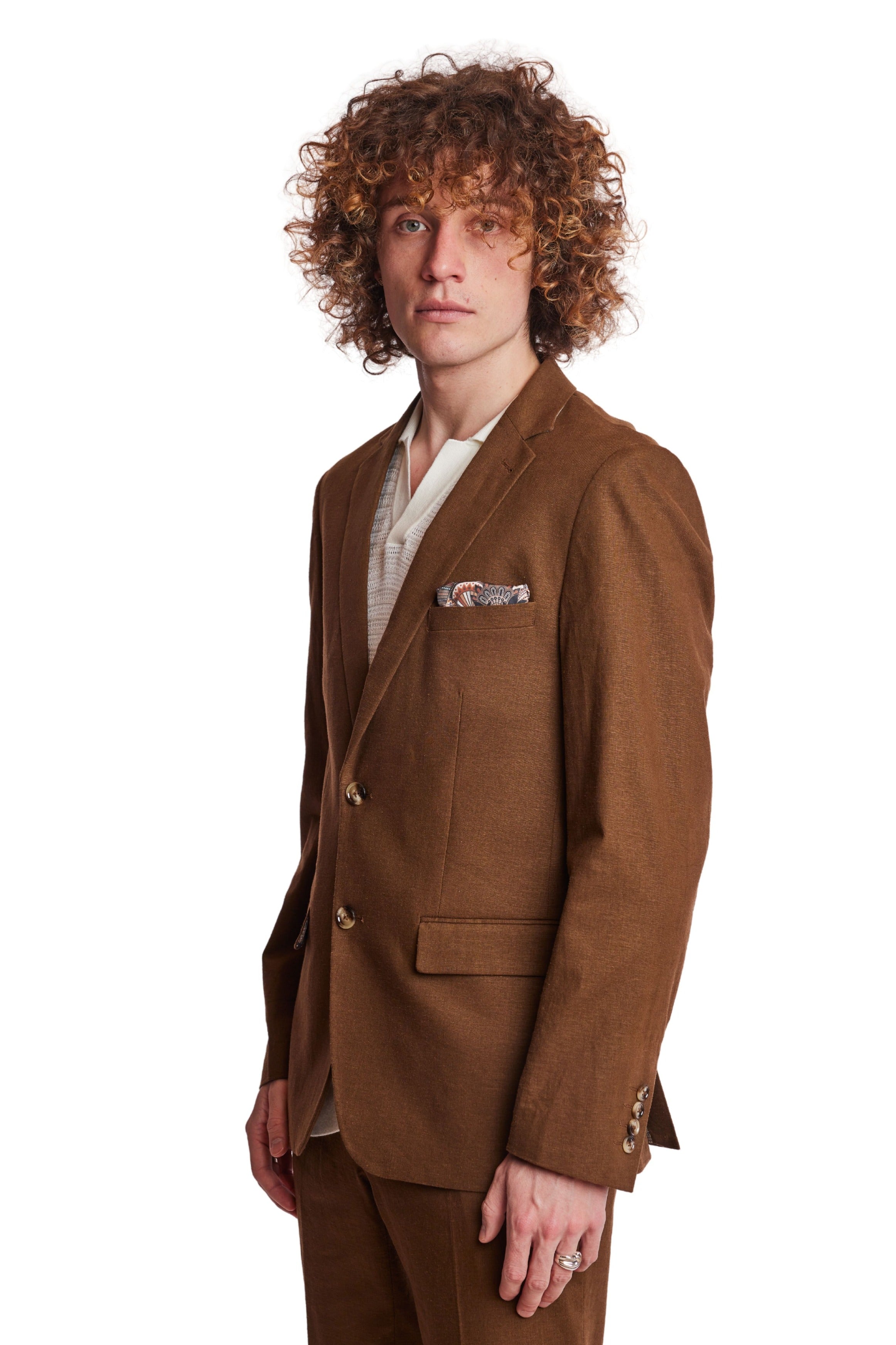 Dover Notch Jacket - slim - Brown Linen