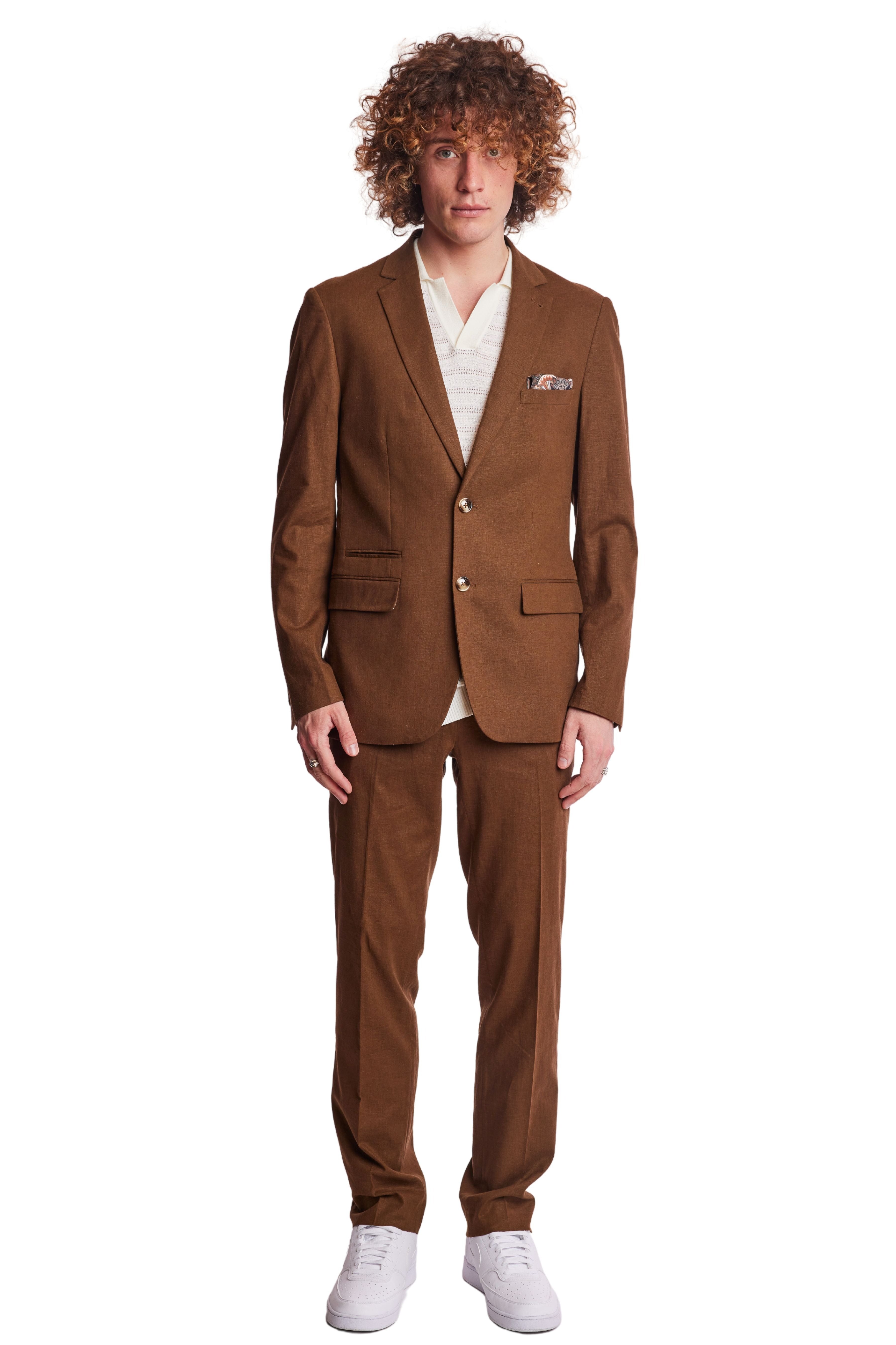 Dover Notch Jacket - slim - Brown Linen