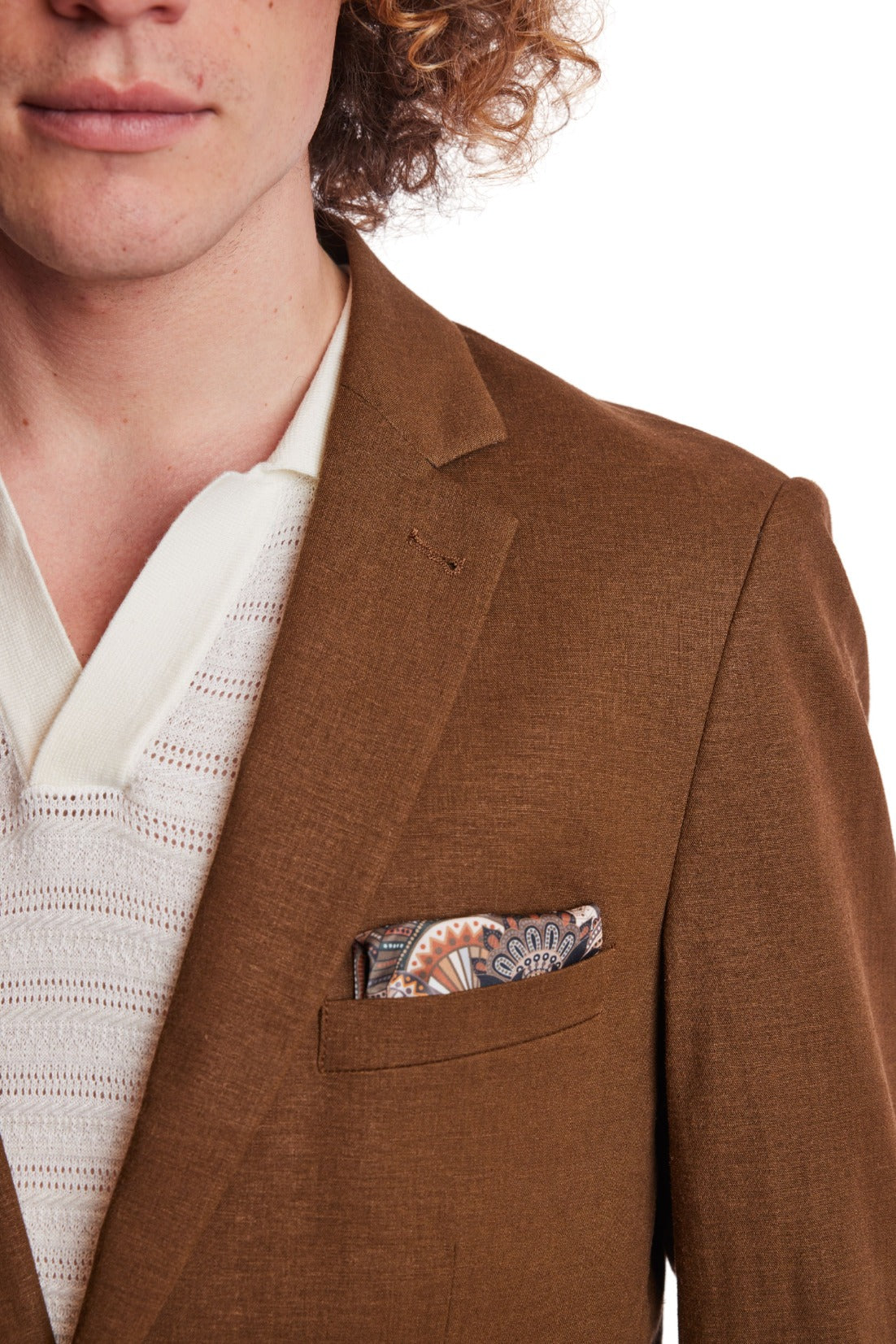 Dover Notch Jacket - slim - Brown Linen