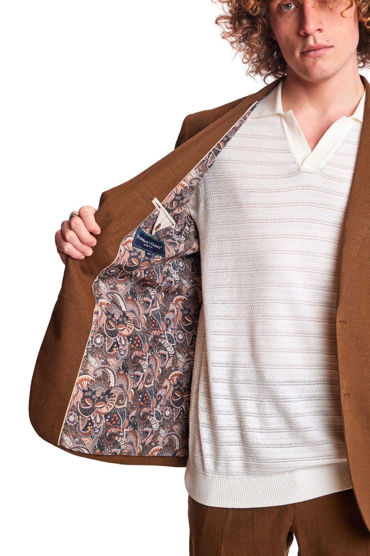 Dover Notch Jacket - slim - Brown Linen