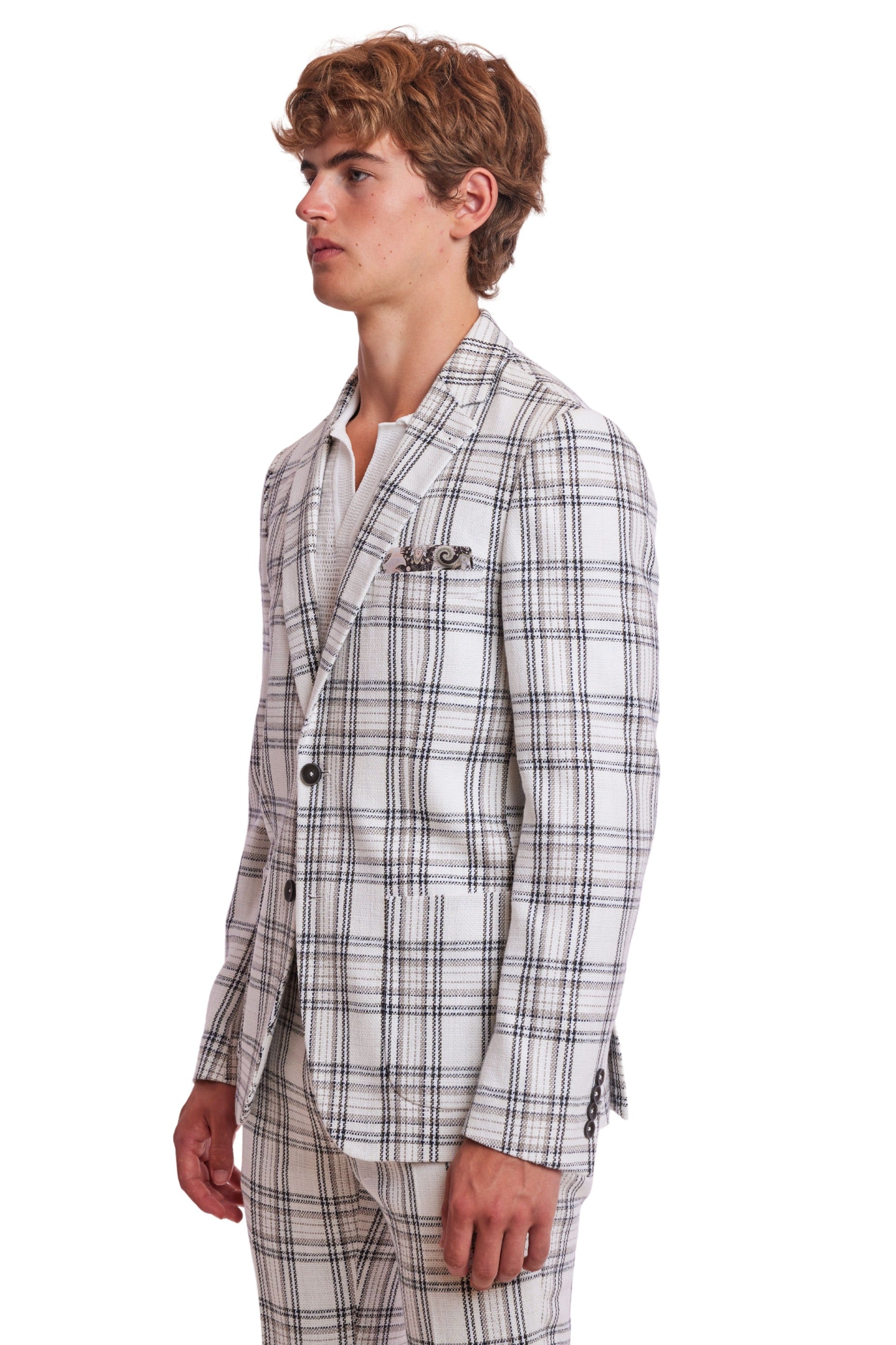 Dover Notch Jacket  - slim - White Blk Grey Check