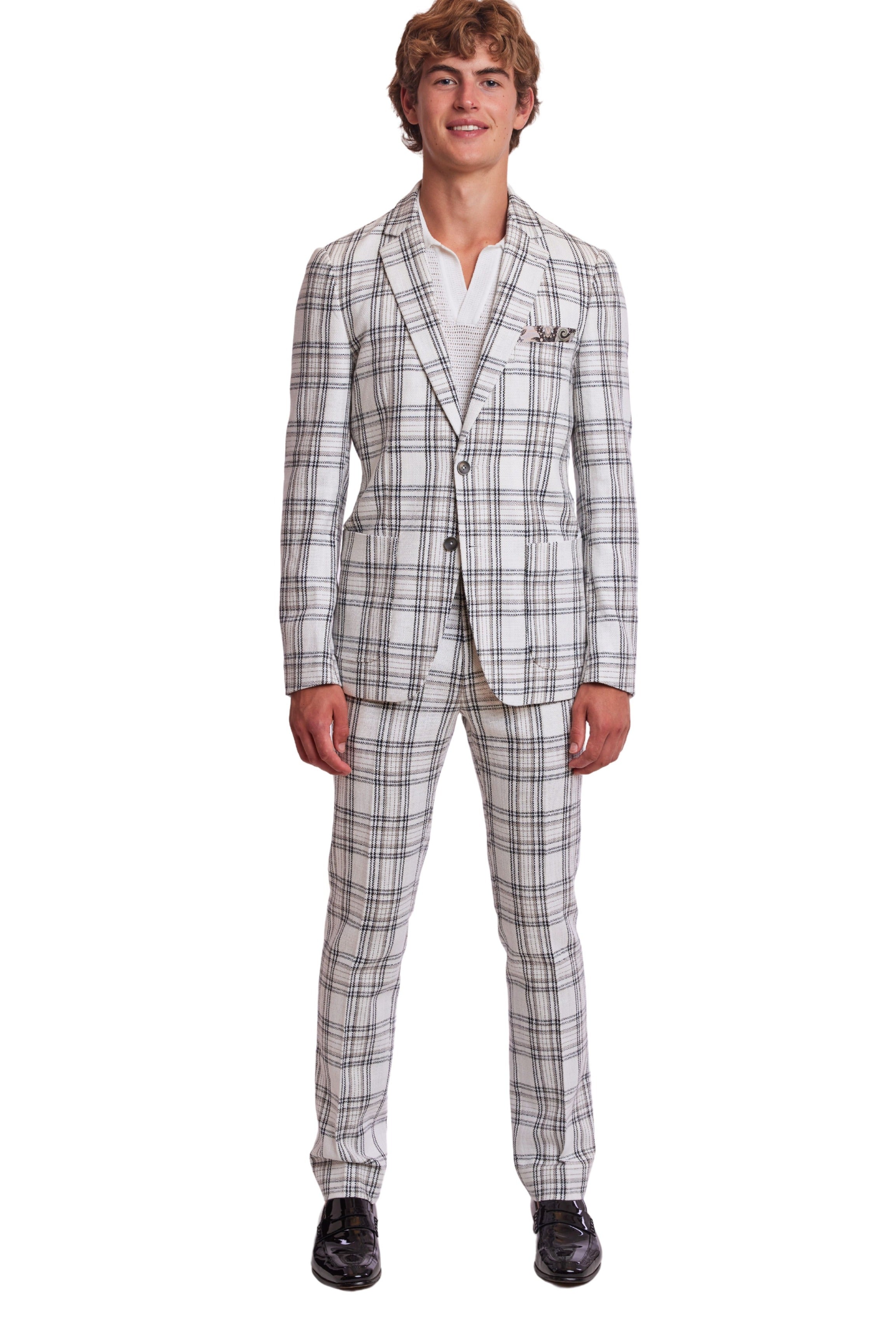 Dover Notch Jacket  - slim - White Blk Grey Check