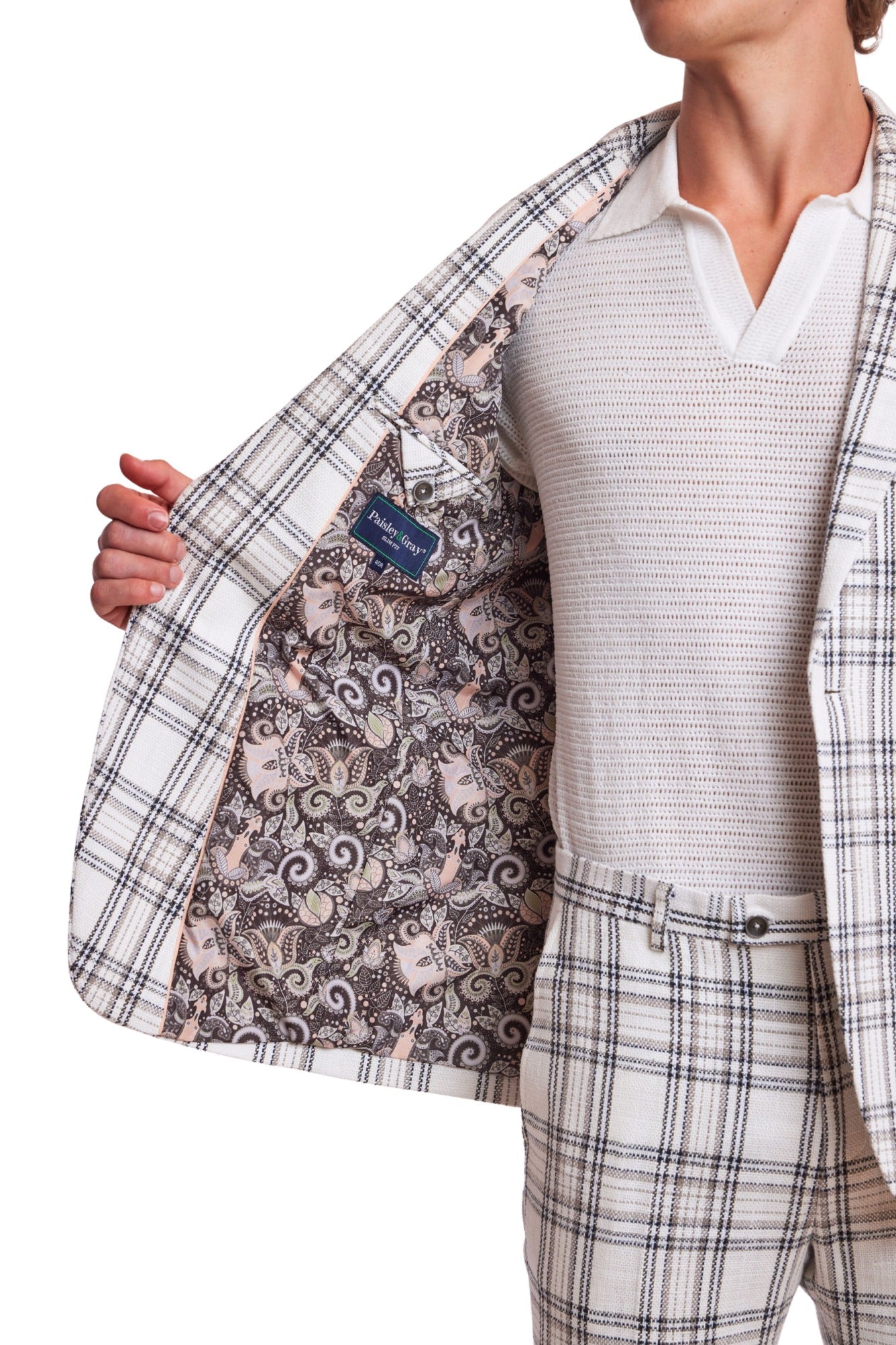 Dover Notch Jacket  - slim - White Blk Grey Check