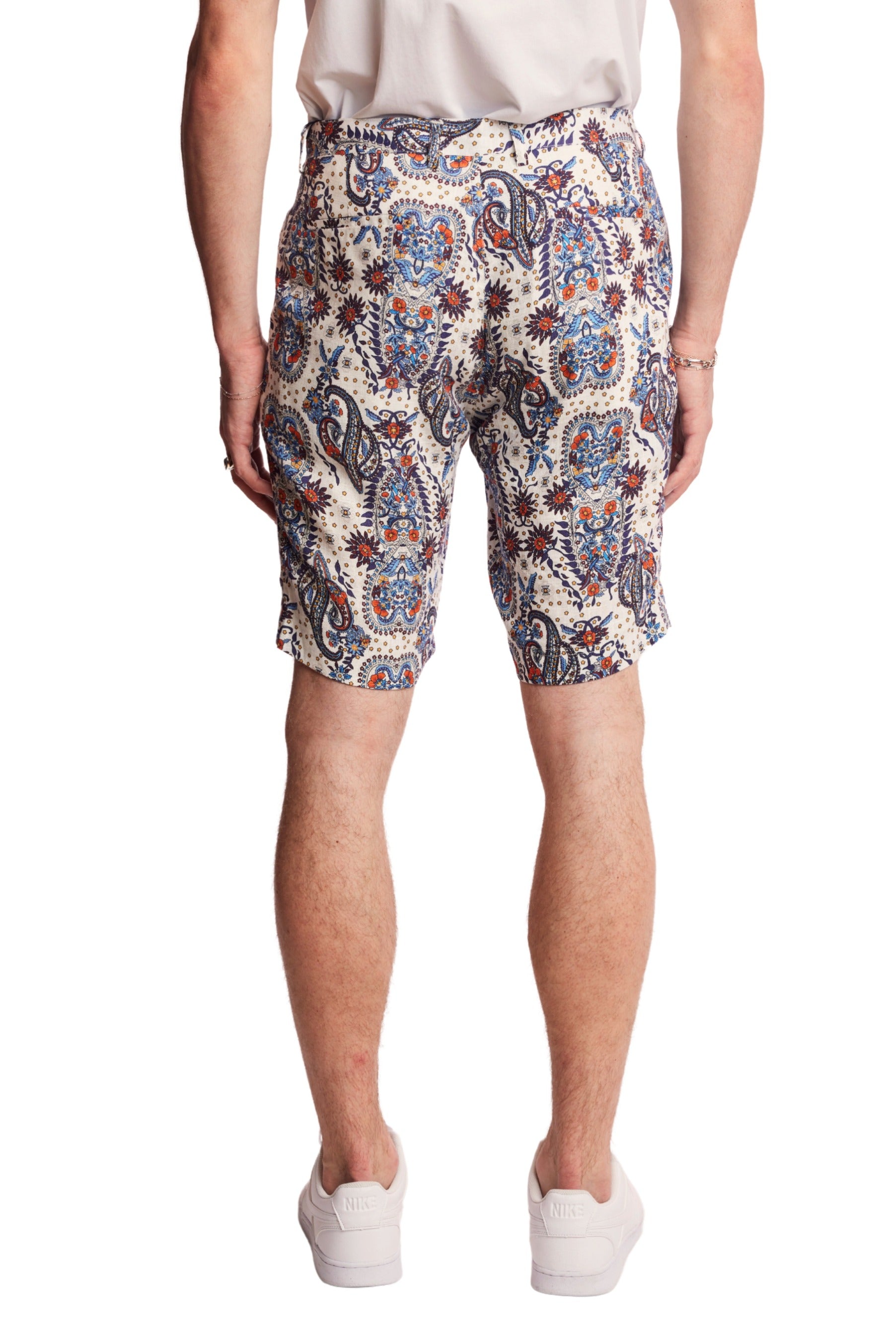 Felix Shorts - slim - White Blue Orange Paisley