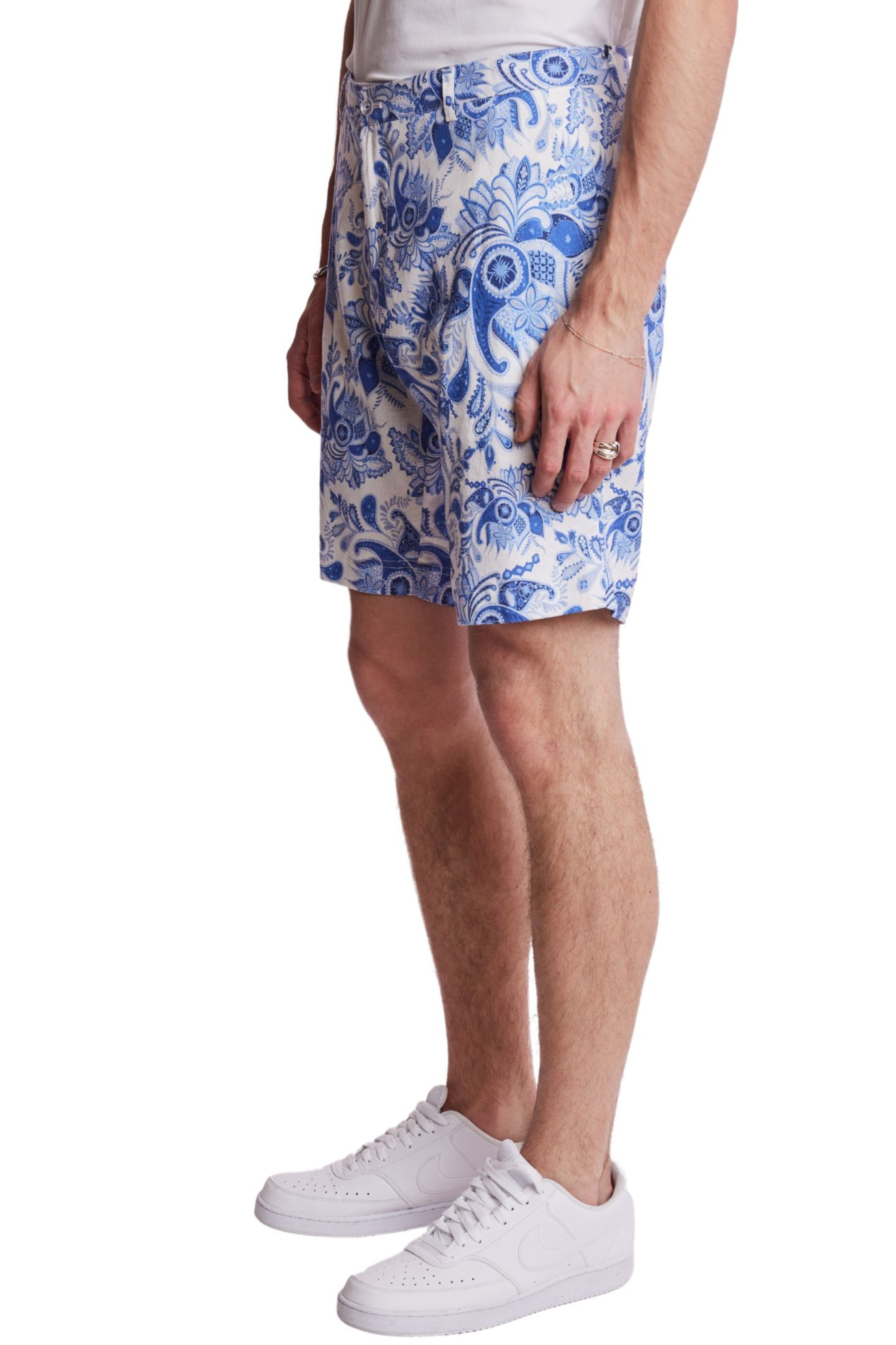 Felix Shorts - slim - Indigo White Paisley