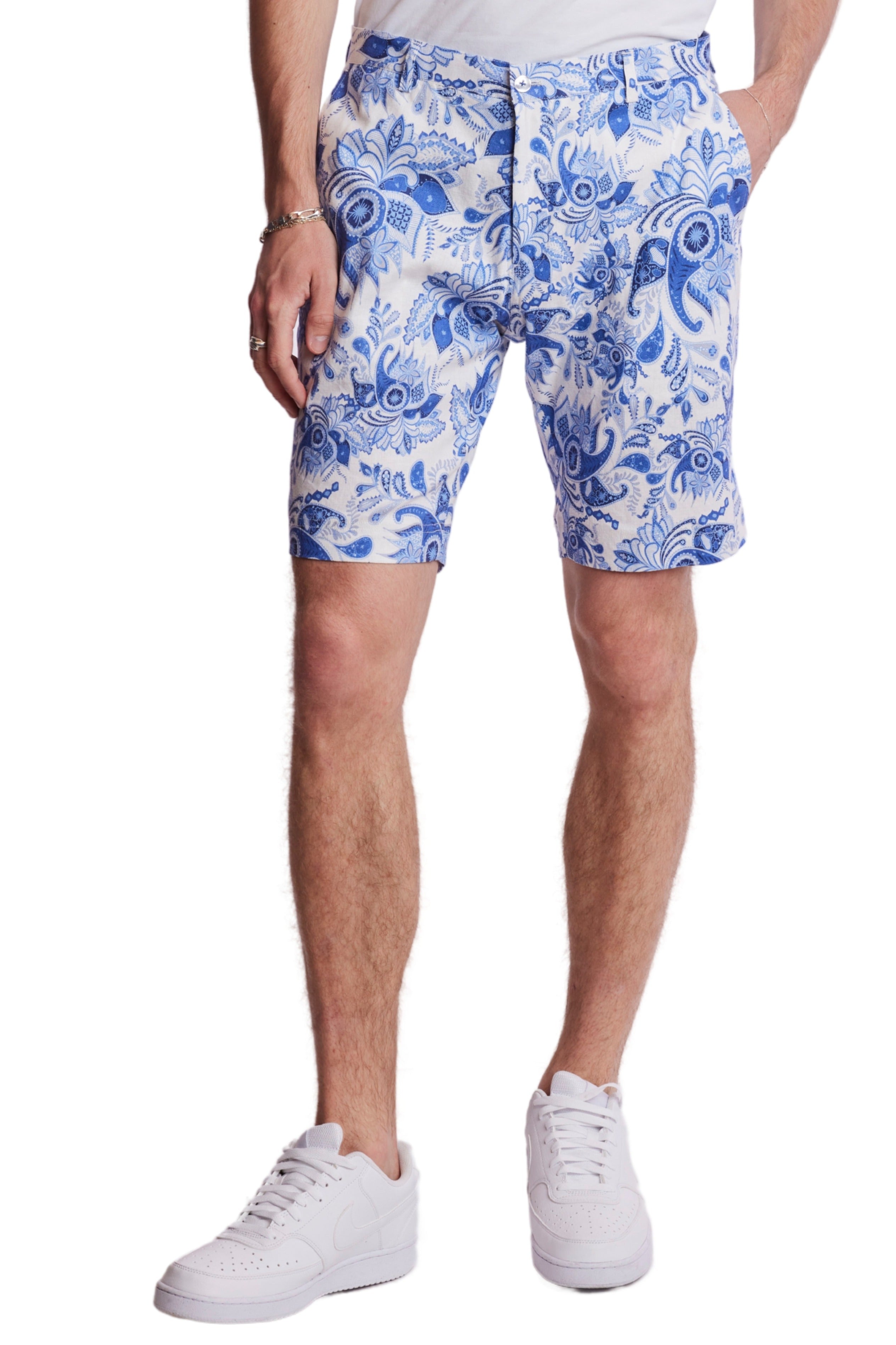 Felix Shorts - slim - Indigo White Paisley