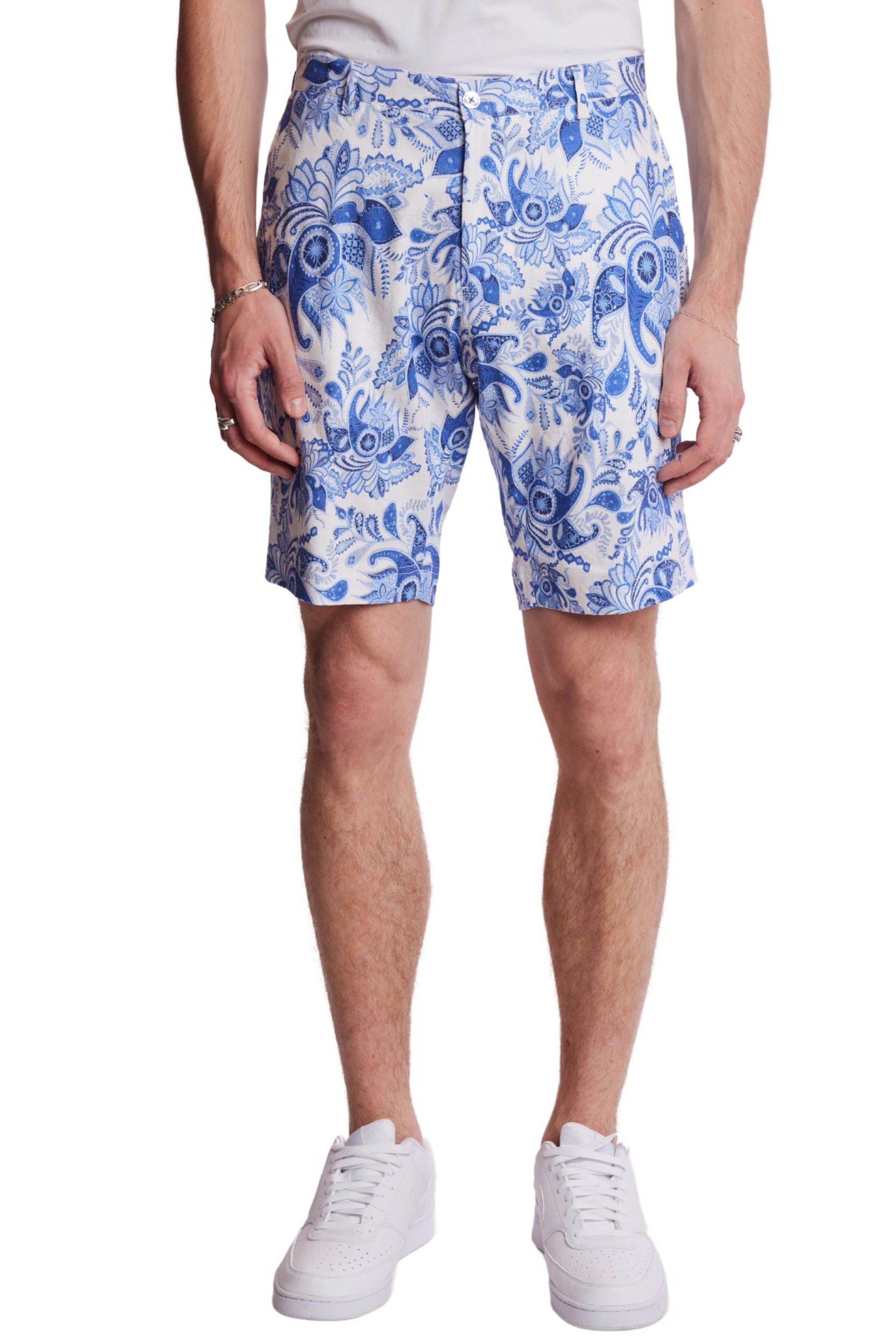 Felix Shorts - slim - Indigo White Paisley