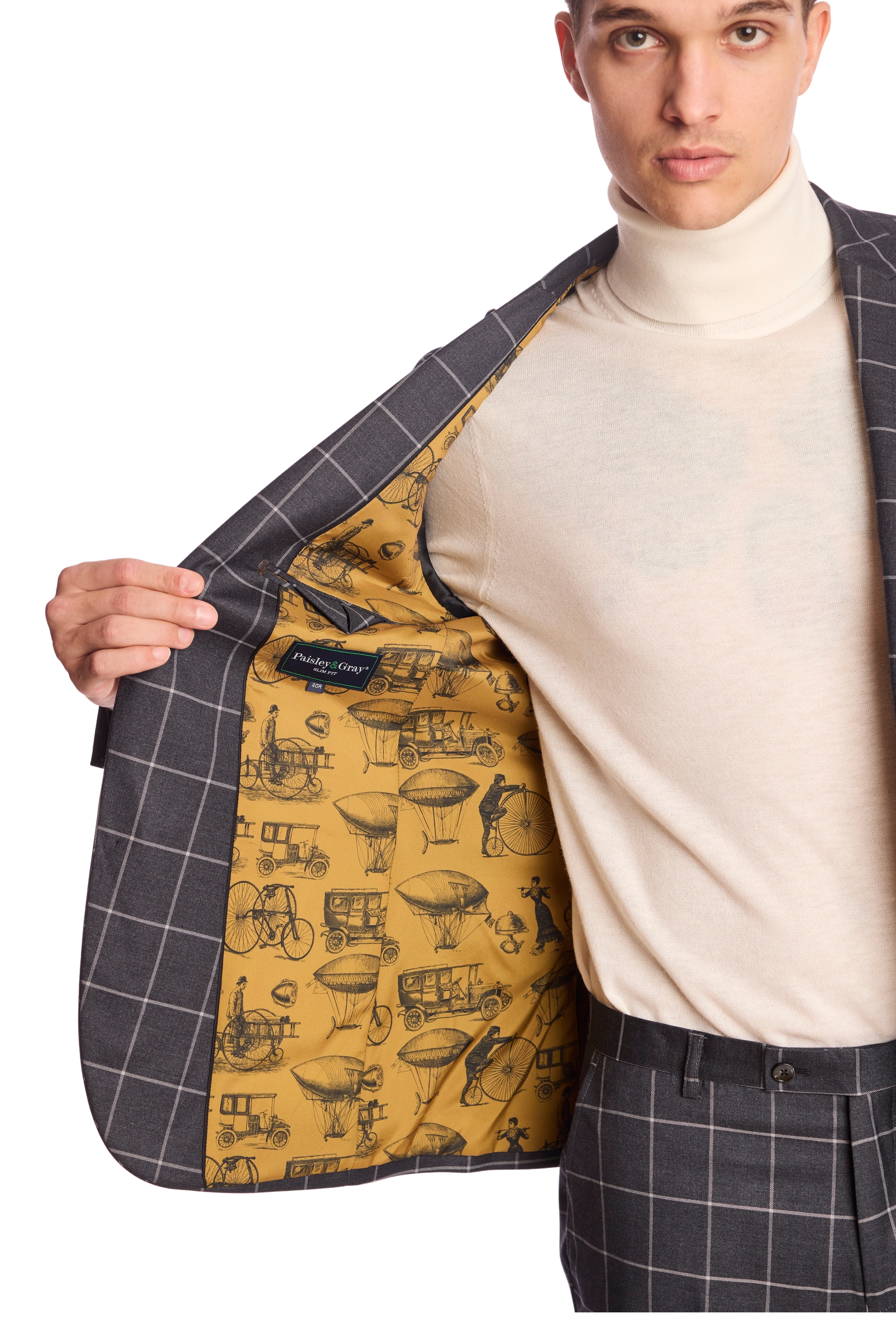 Ashton Peak Jacket - slim - Charcoal Windowpane