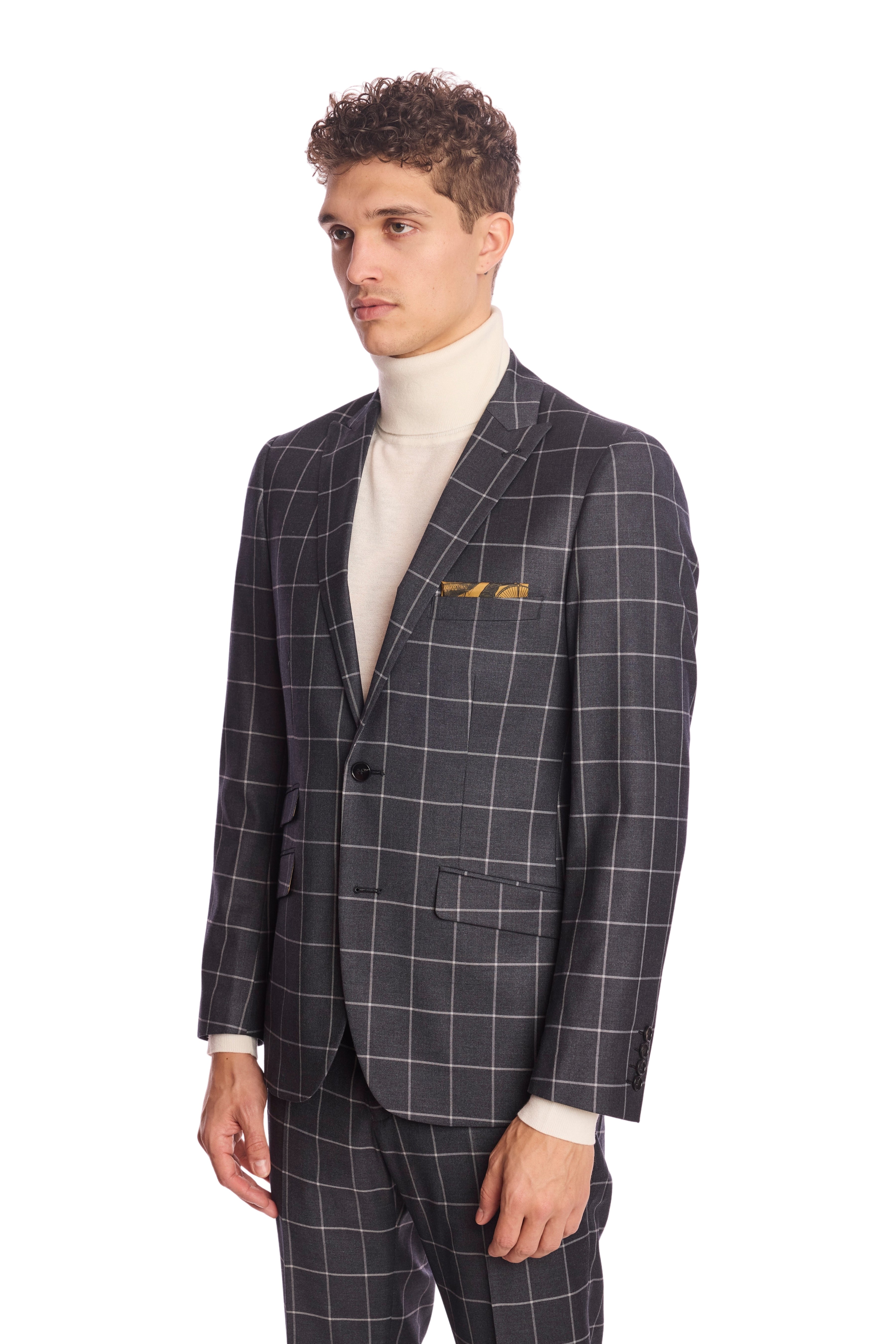 Ashton Peak Jacket - slim - Charcoal Windowpane