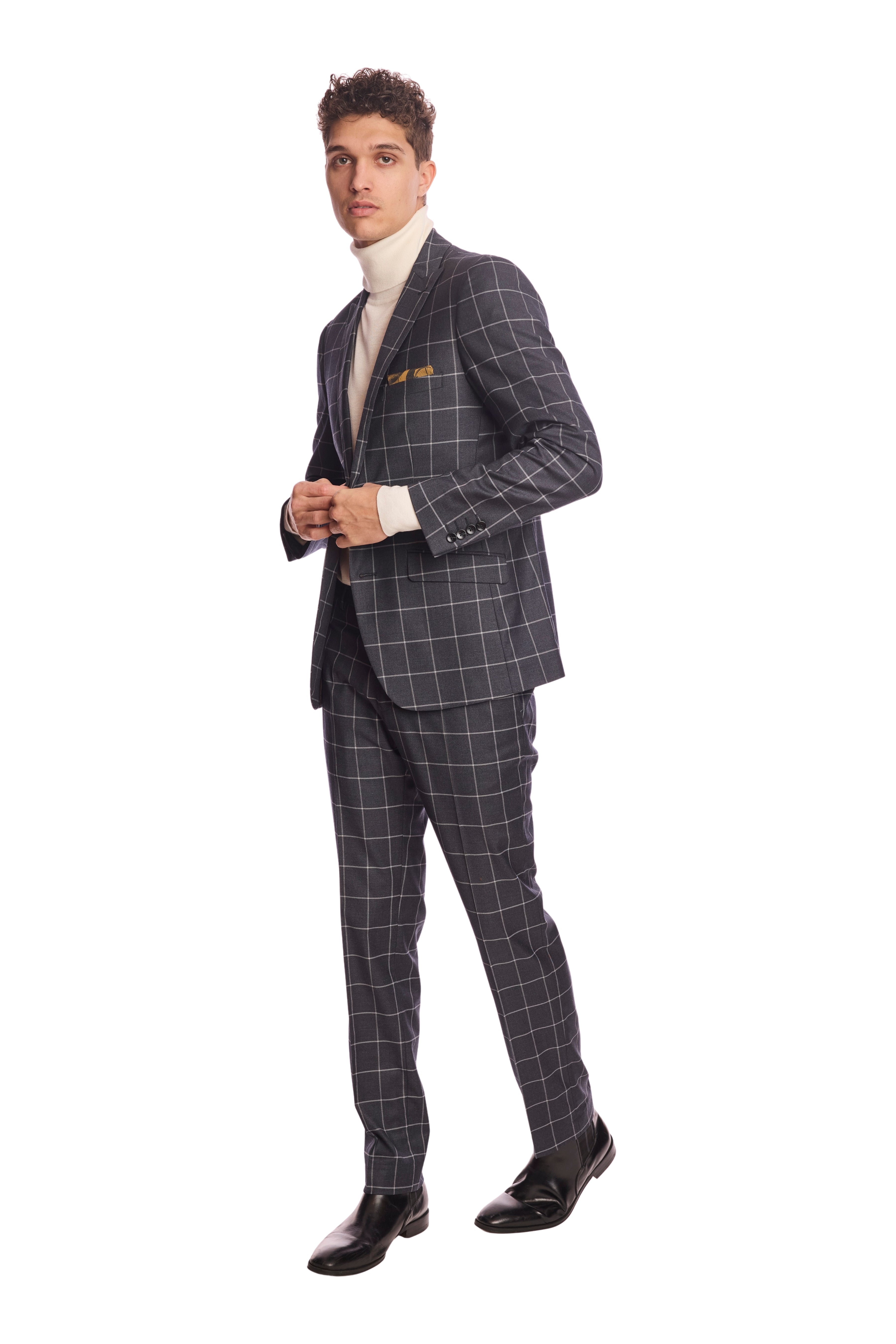Ashton Peak Jacket - slim - Charcoal Windowpane