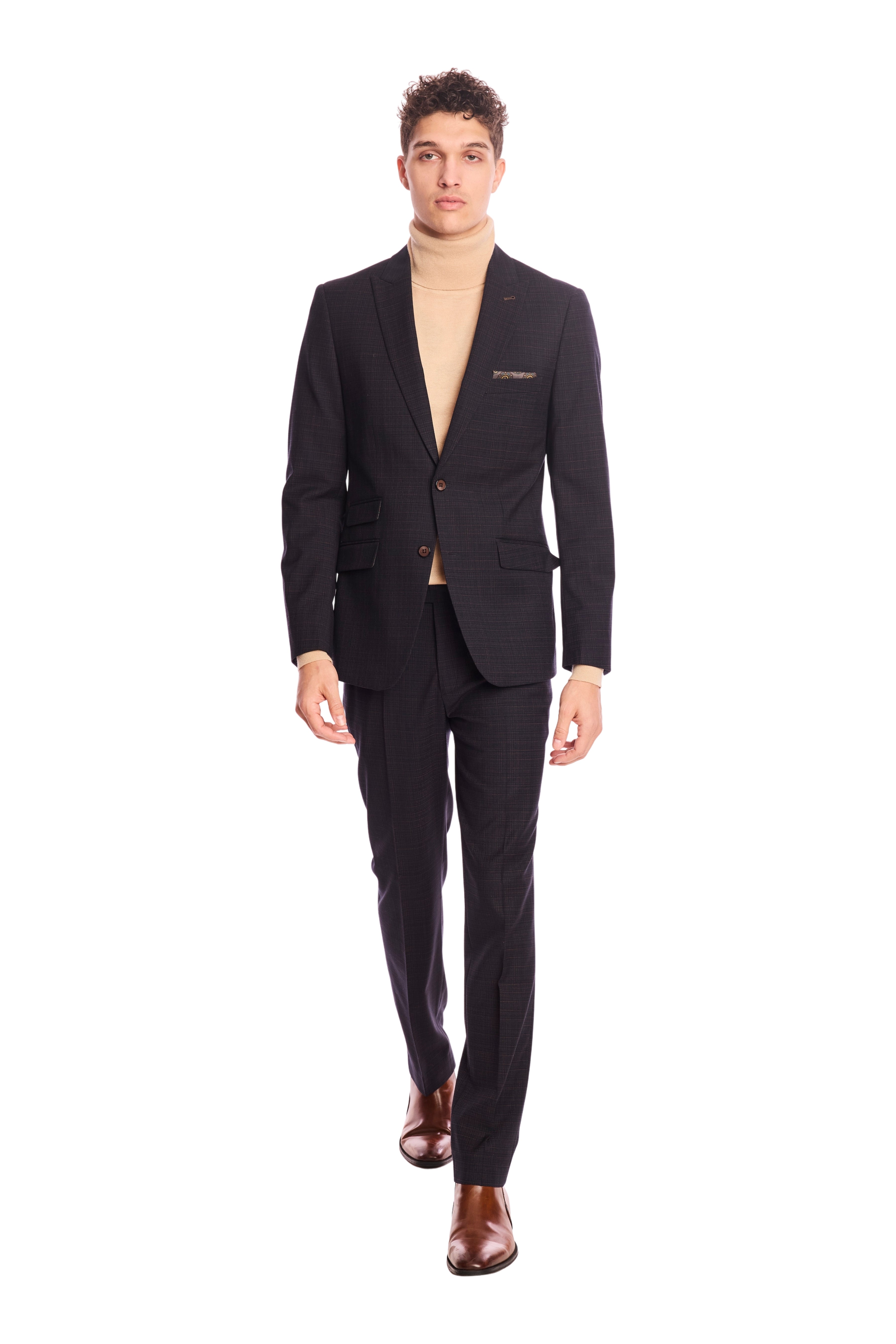 Ashton Peak Jacket - slim - Blue Camel Grid