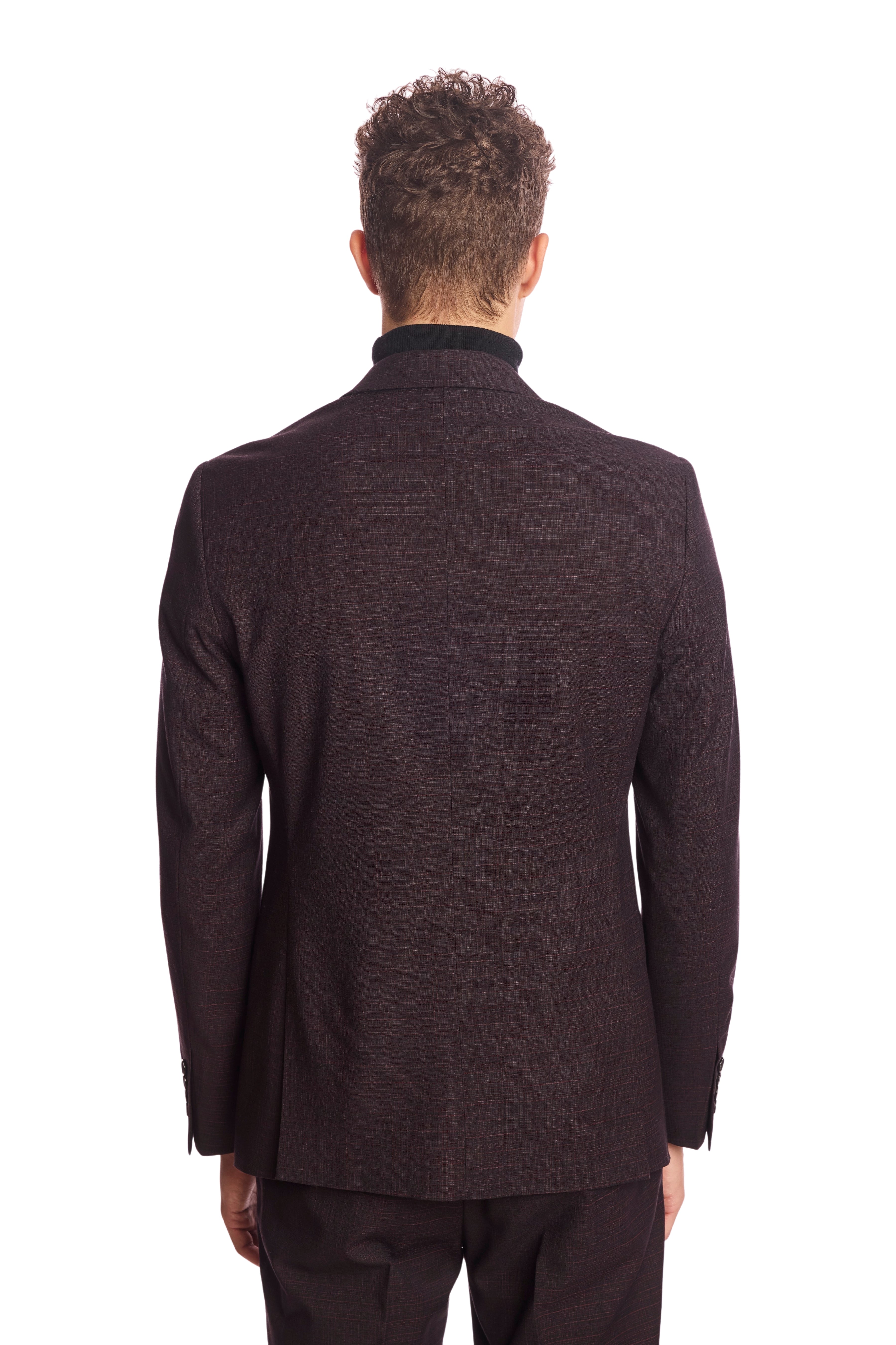 Ashton Peak Jacket - slim - Black Burgundy Grid
