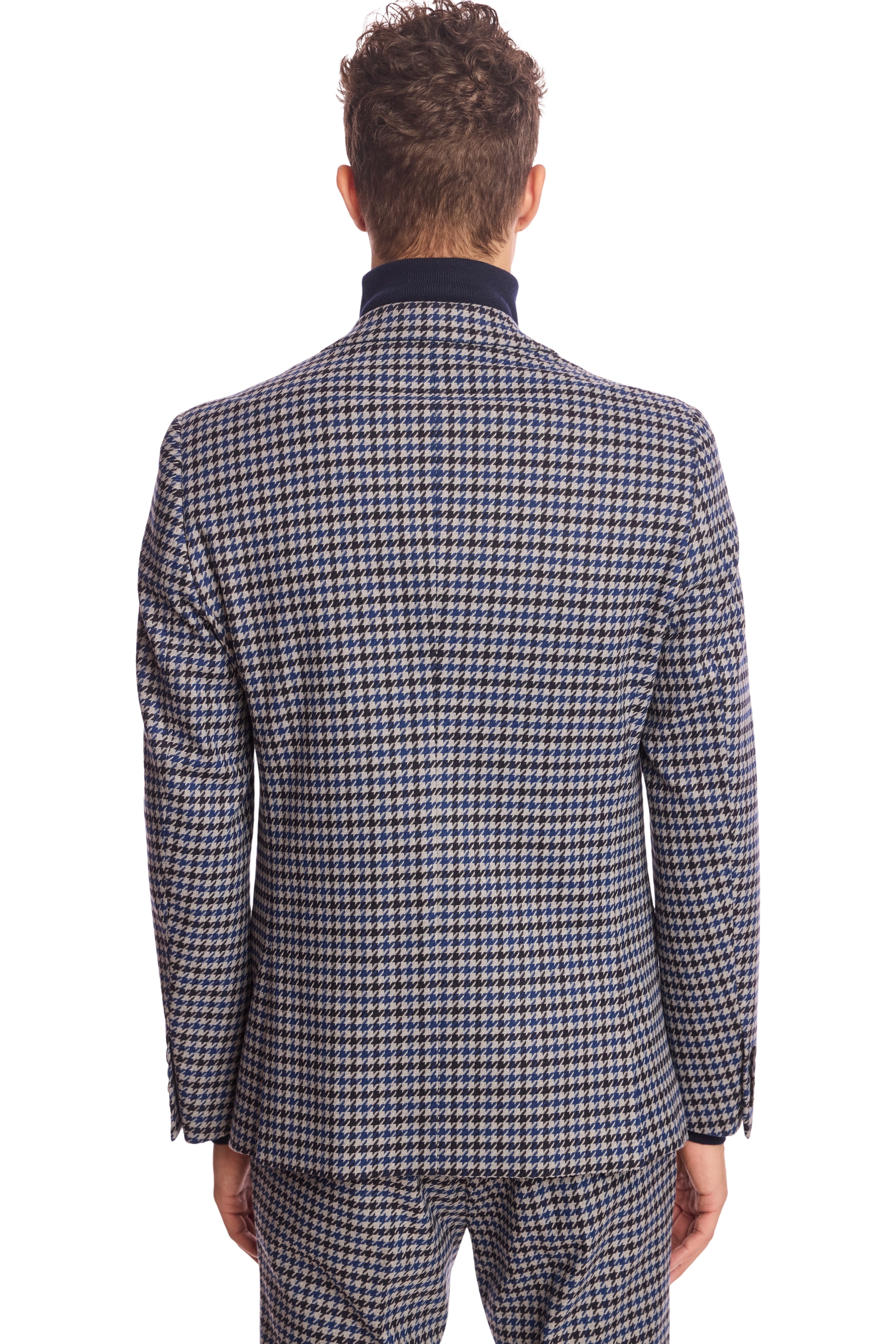 Dover Notch Jacket - slim - Blue Black Houndstooth