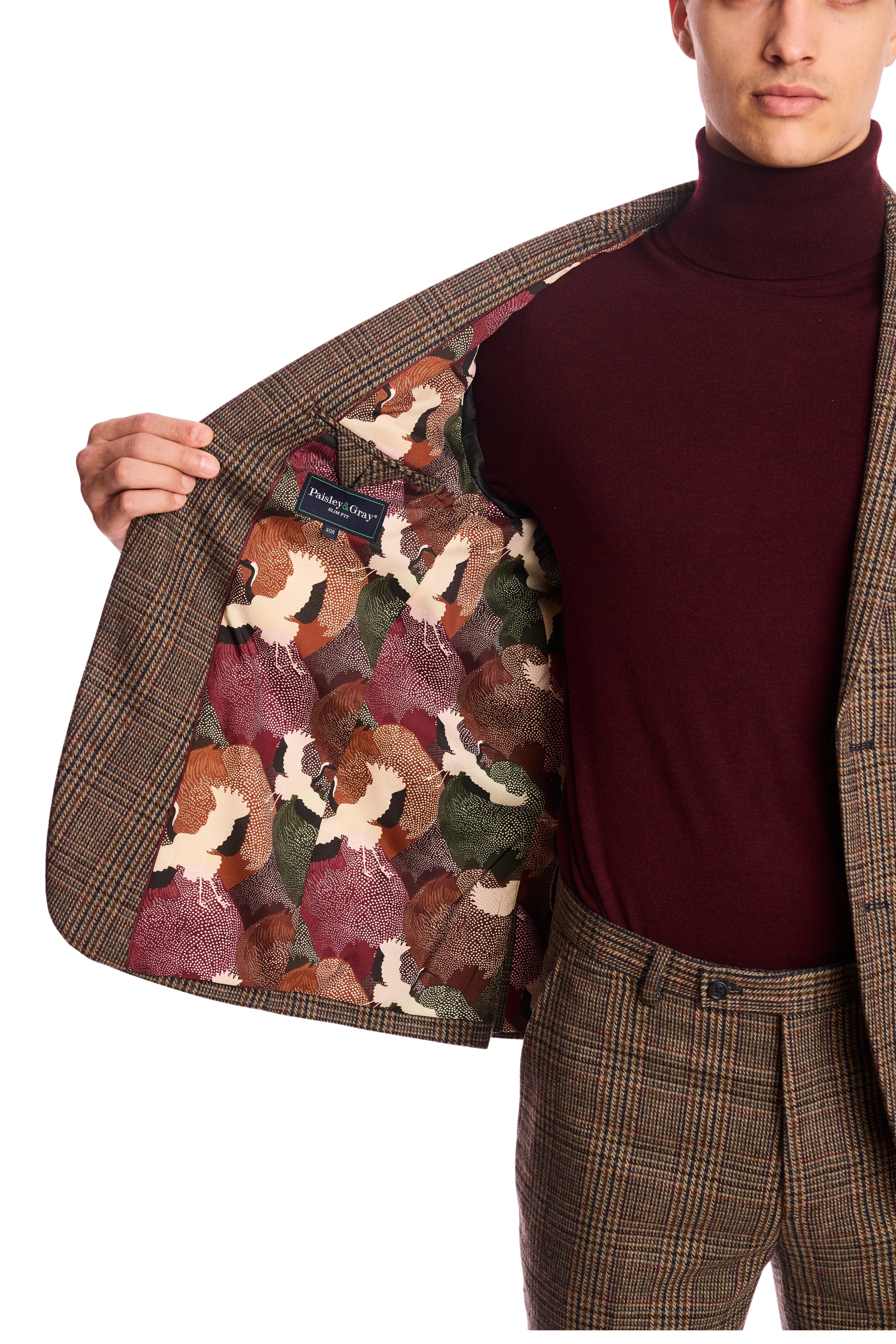 Ashton Peak Jacket - slim - Teal Burgundy Brown Plaid