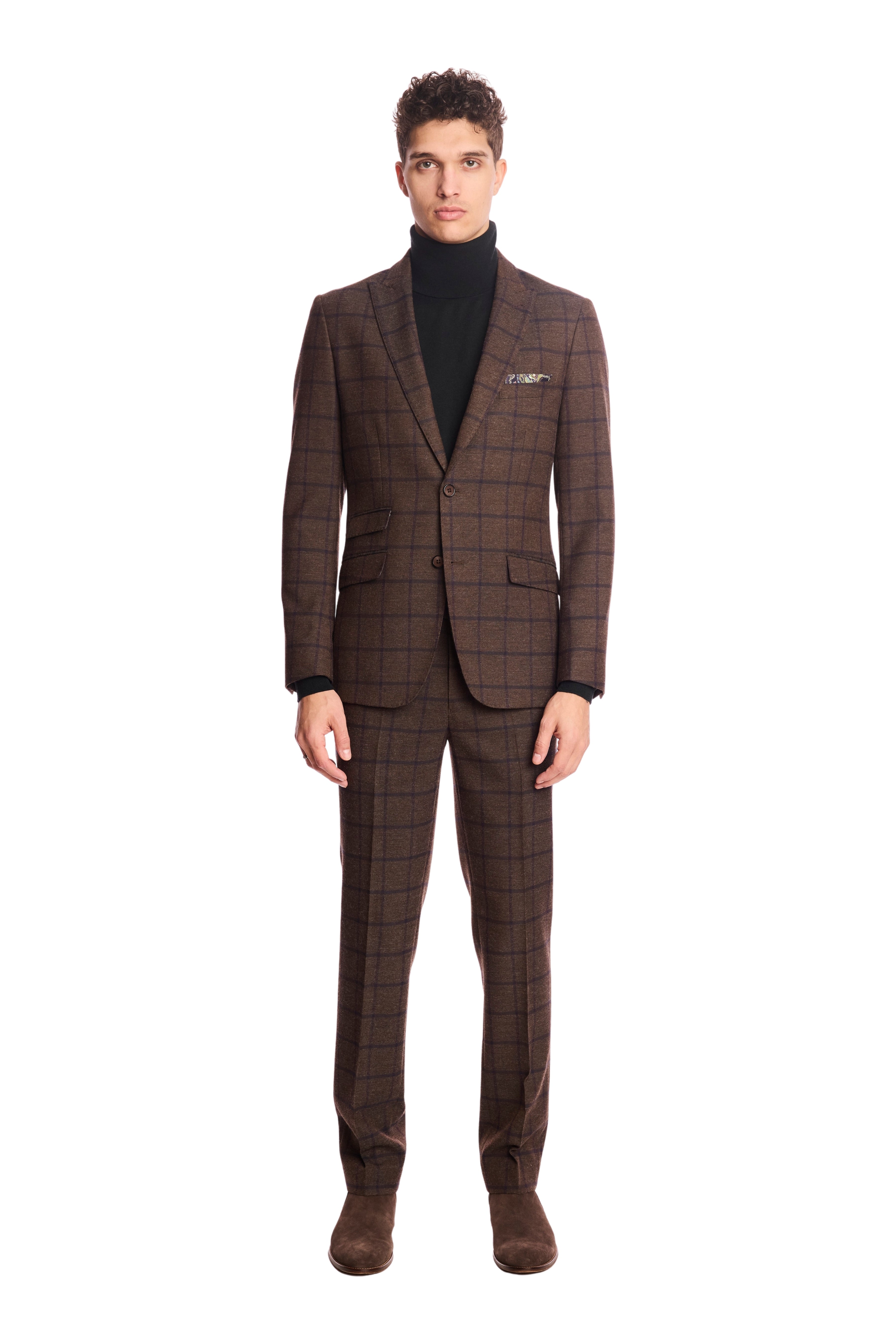Ashton Peak Jacket - slim - Brown & Violet Windowpane