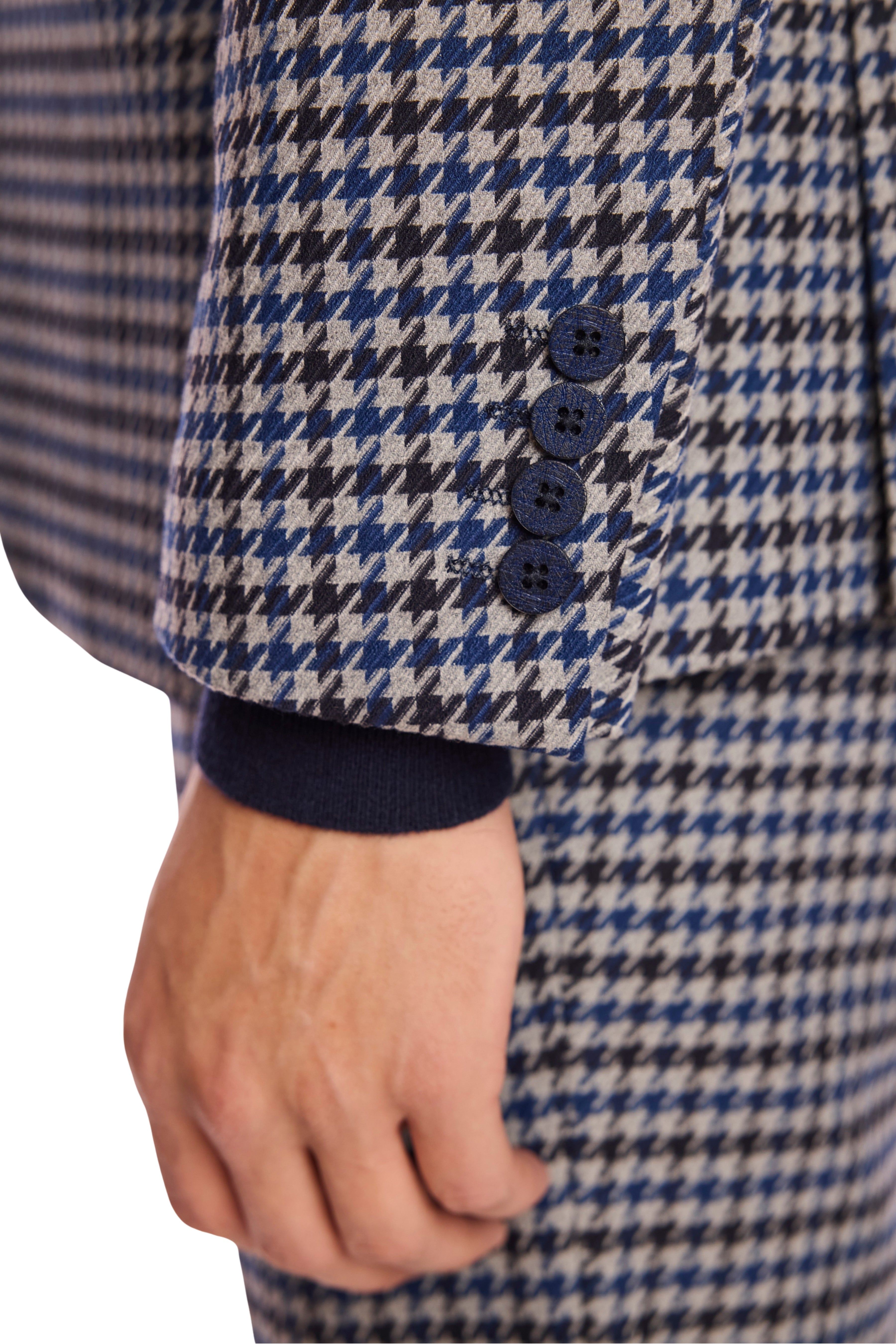 Dover Notch Jacket - slim - Blue Black Houndstooth