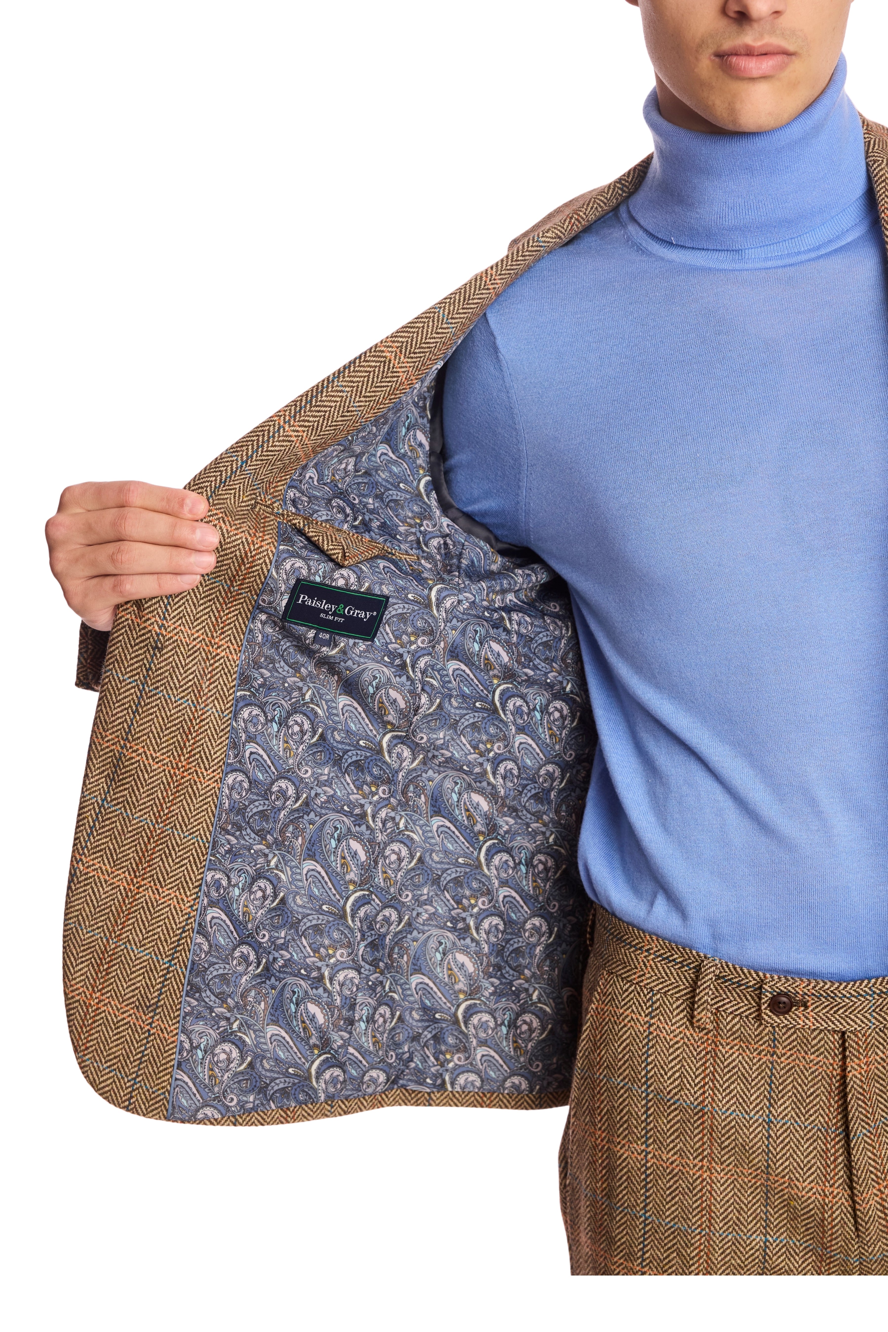 Dover Notch Jacket - slim - Brown Orange Multi Herringbone