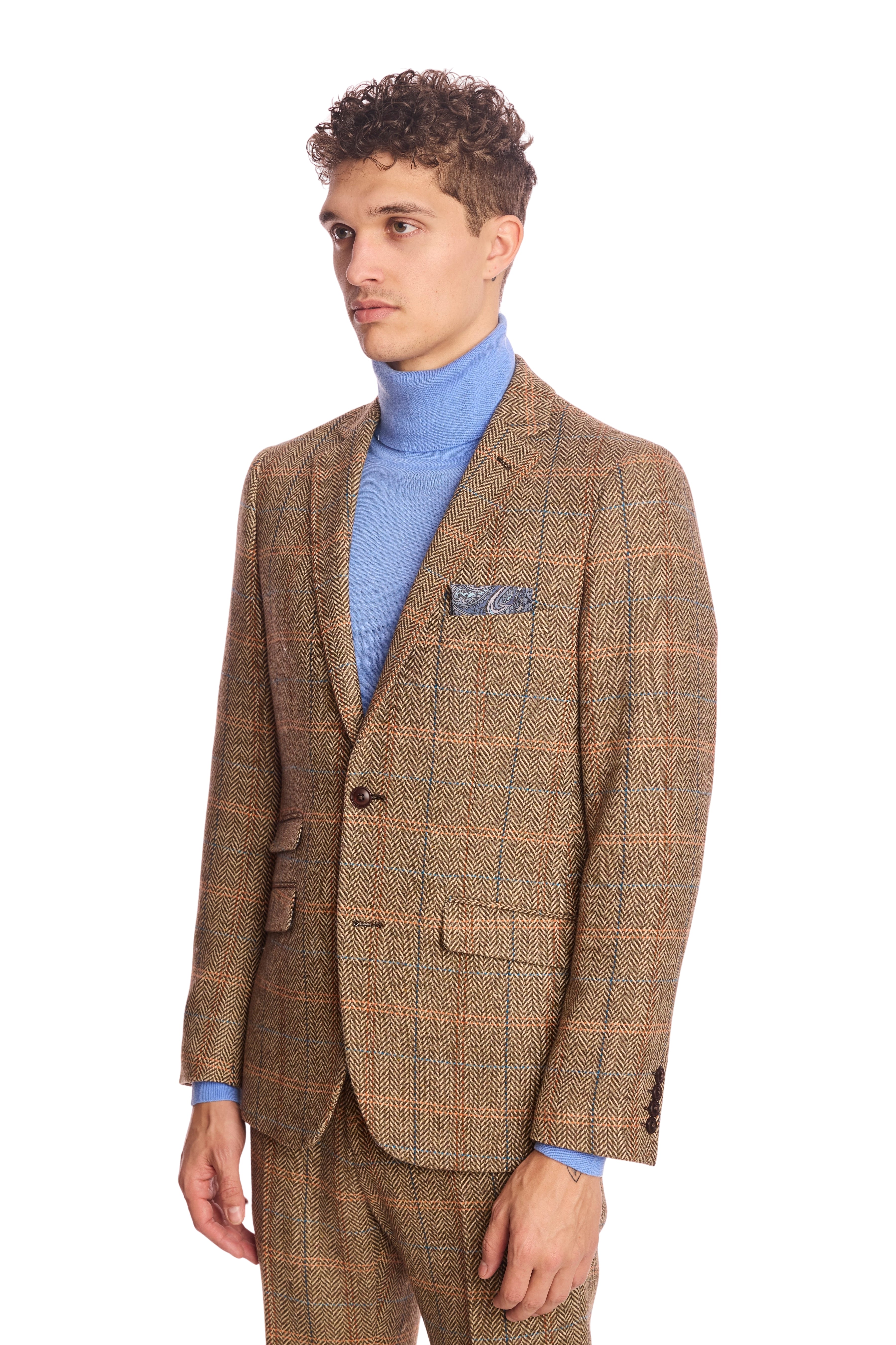 Dover Notch Jacket - slim - Brown Orange Multi Herringbone