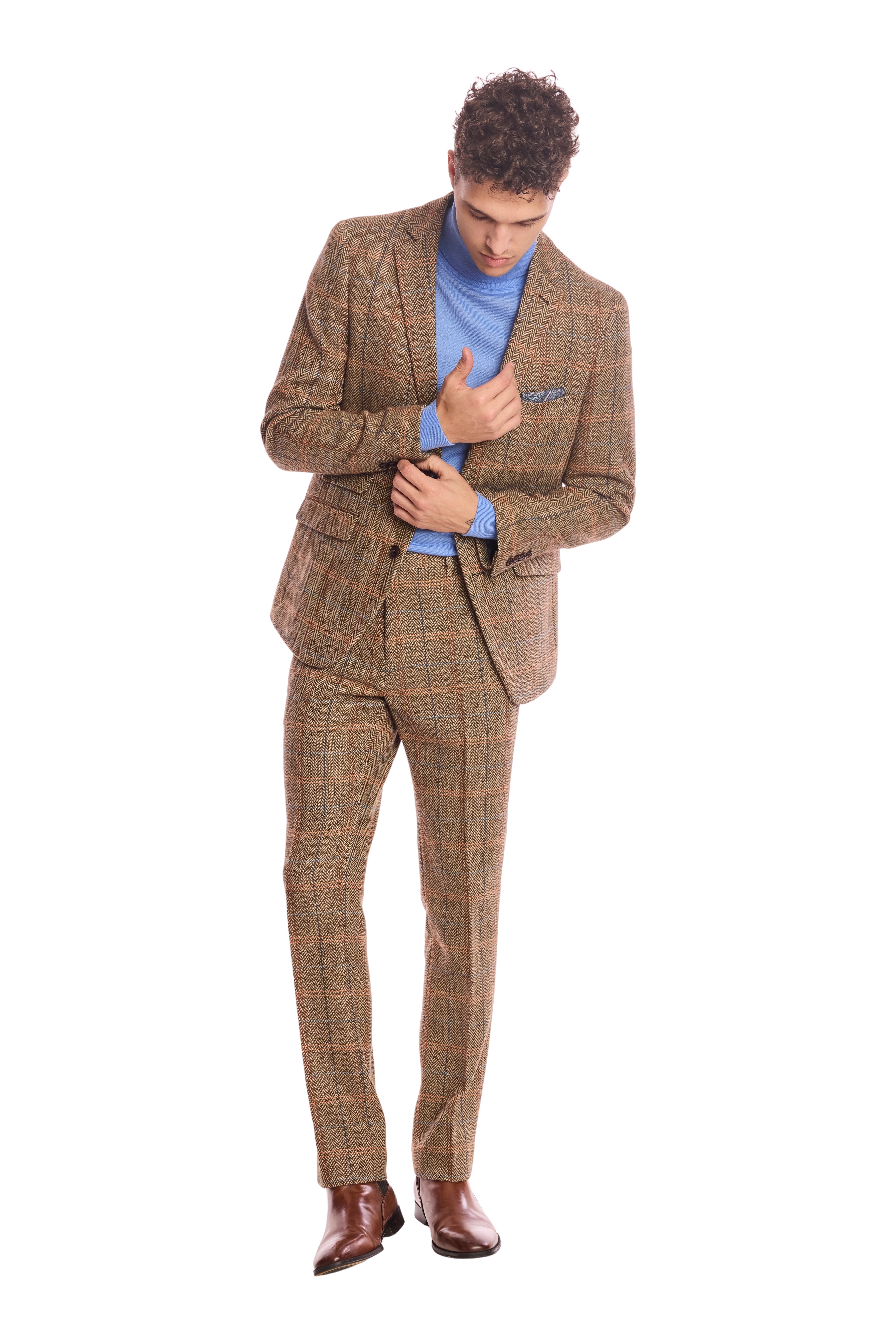 Dover Notch Jacket - slim - Brown Orange Multi Herringbone