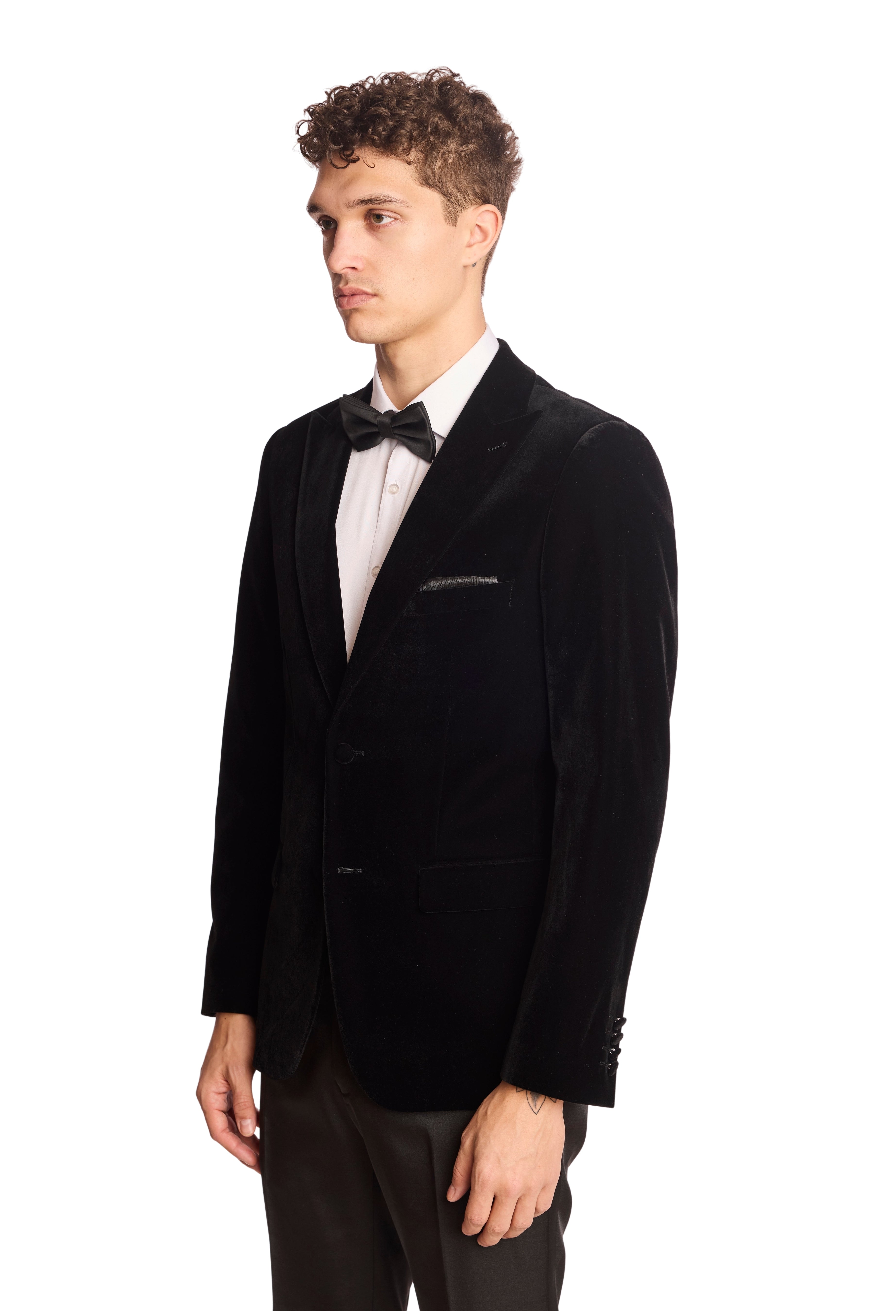 Kyle Big Peak Tux Jacket - slim - Black Velvet