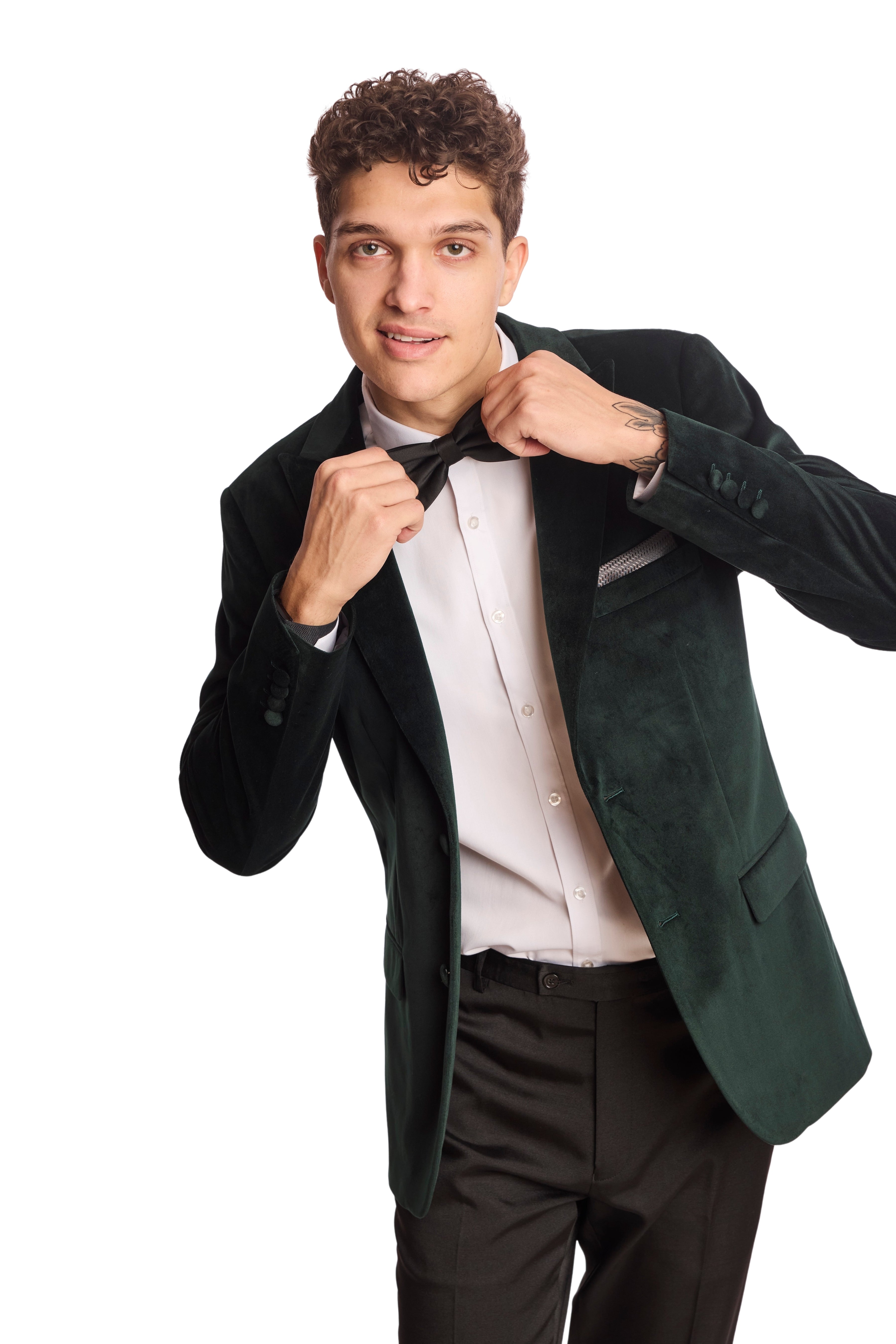 Kyle Big Peak Tux Jacket - slim - Dark Green Velvet