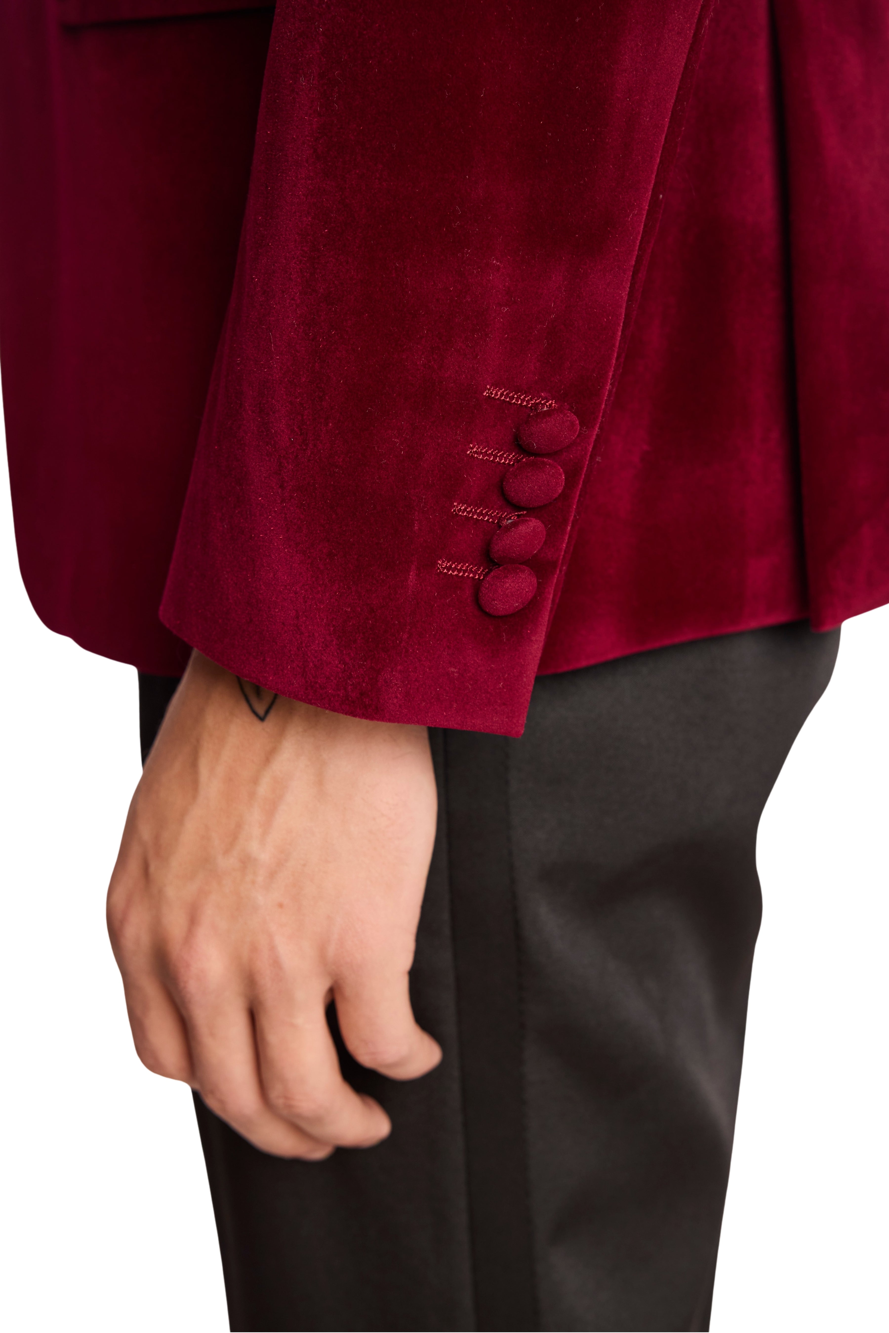 Kyle Big Peak Tux Jacket - slim - Bordeaux Velvet