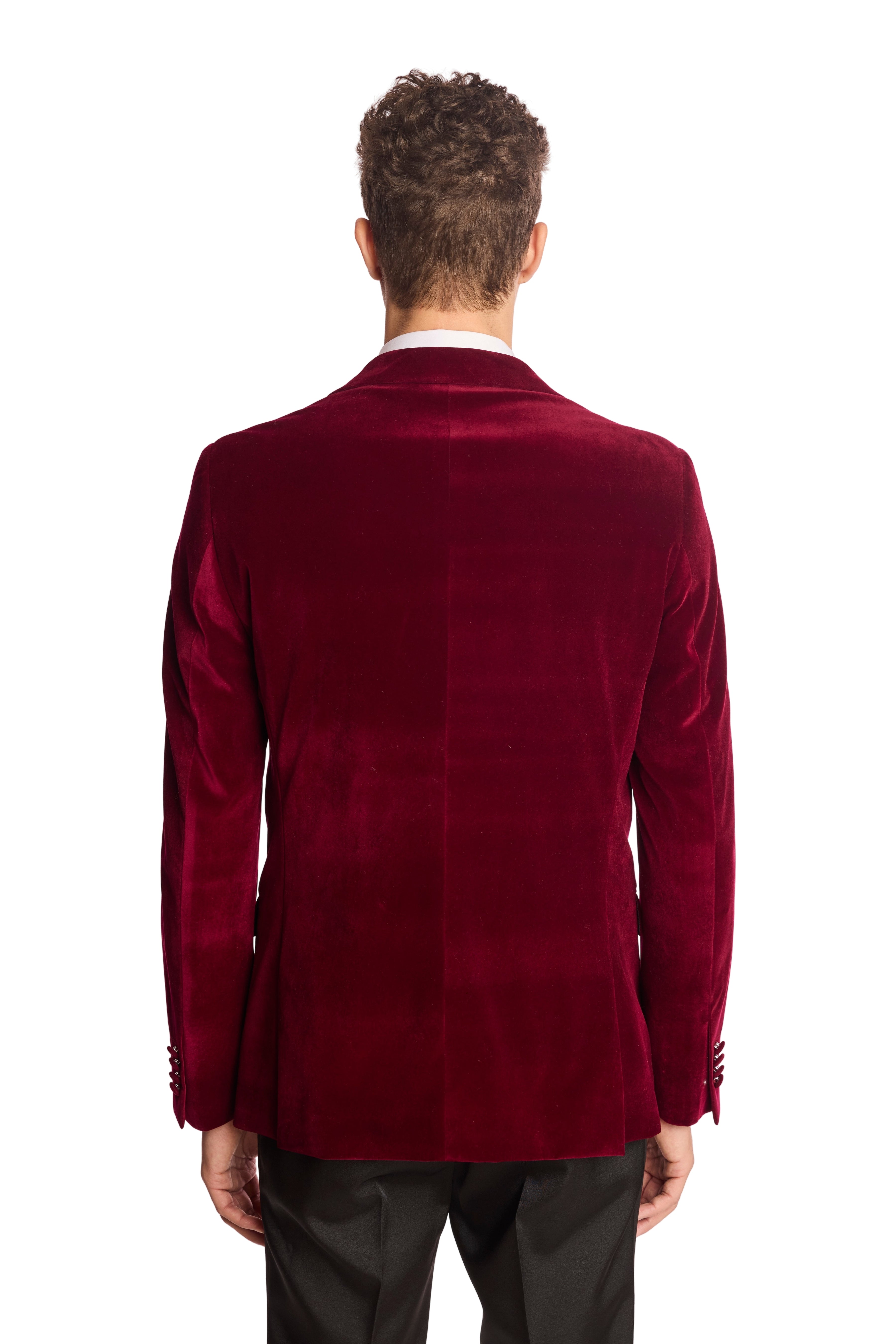 Kyle Big Peak Tux Jacket - slim - Bordeaux Velvet