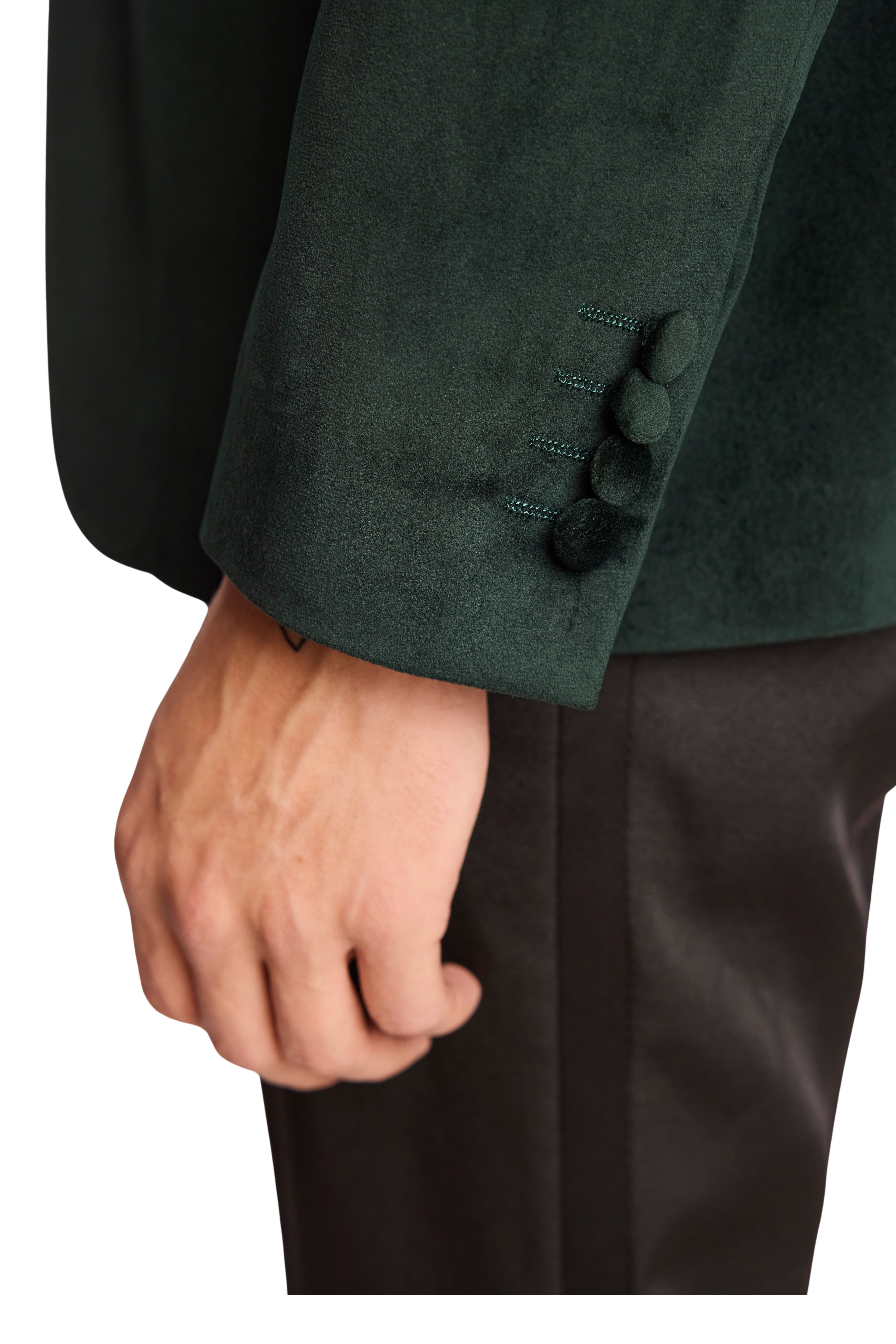 Kyle Big Peak Tux Jacket - slim - Dark Green Velvet