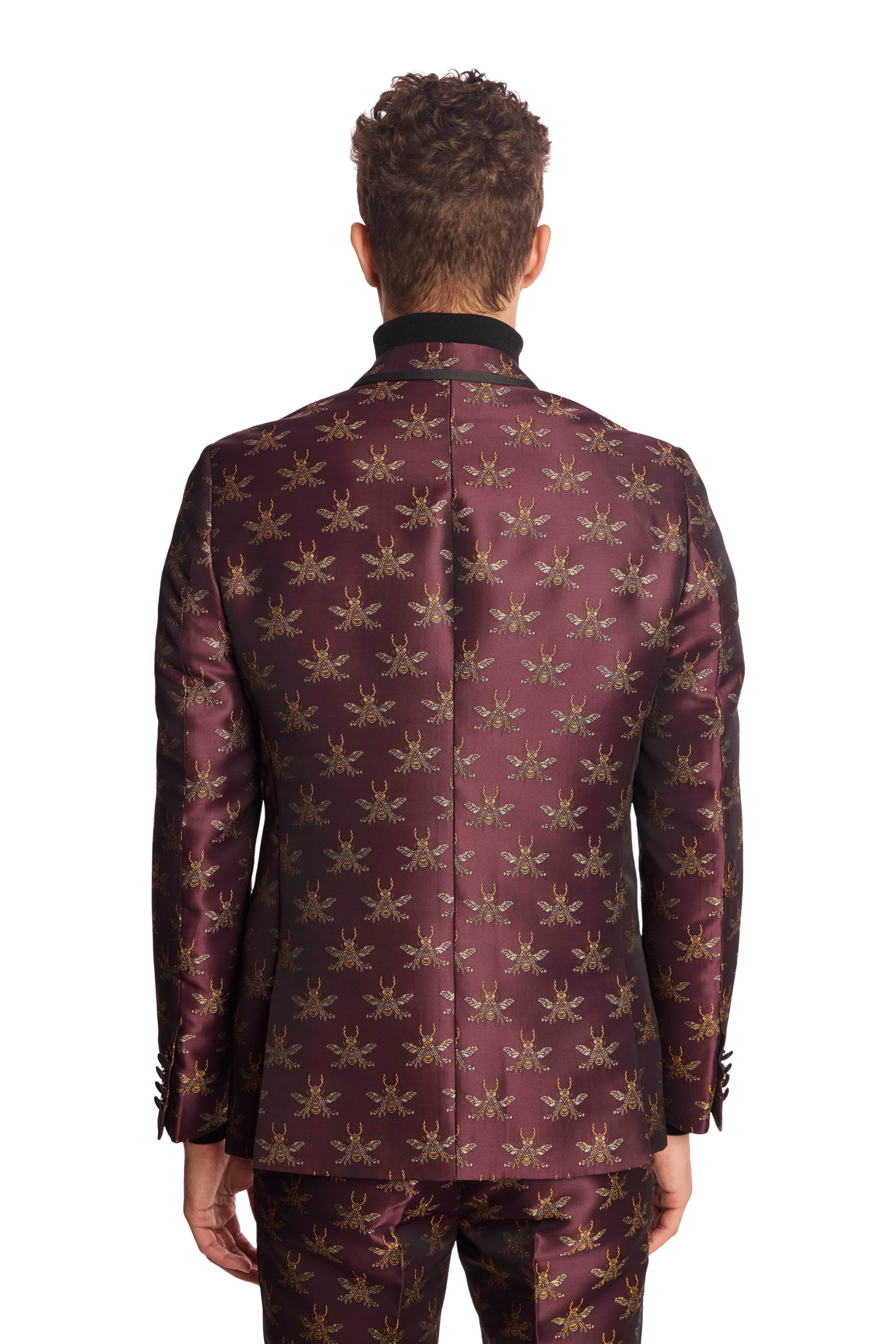 Grosvenor Peak Tux Jacket - slim - Cherry Lacquer Bees