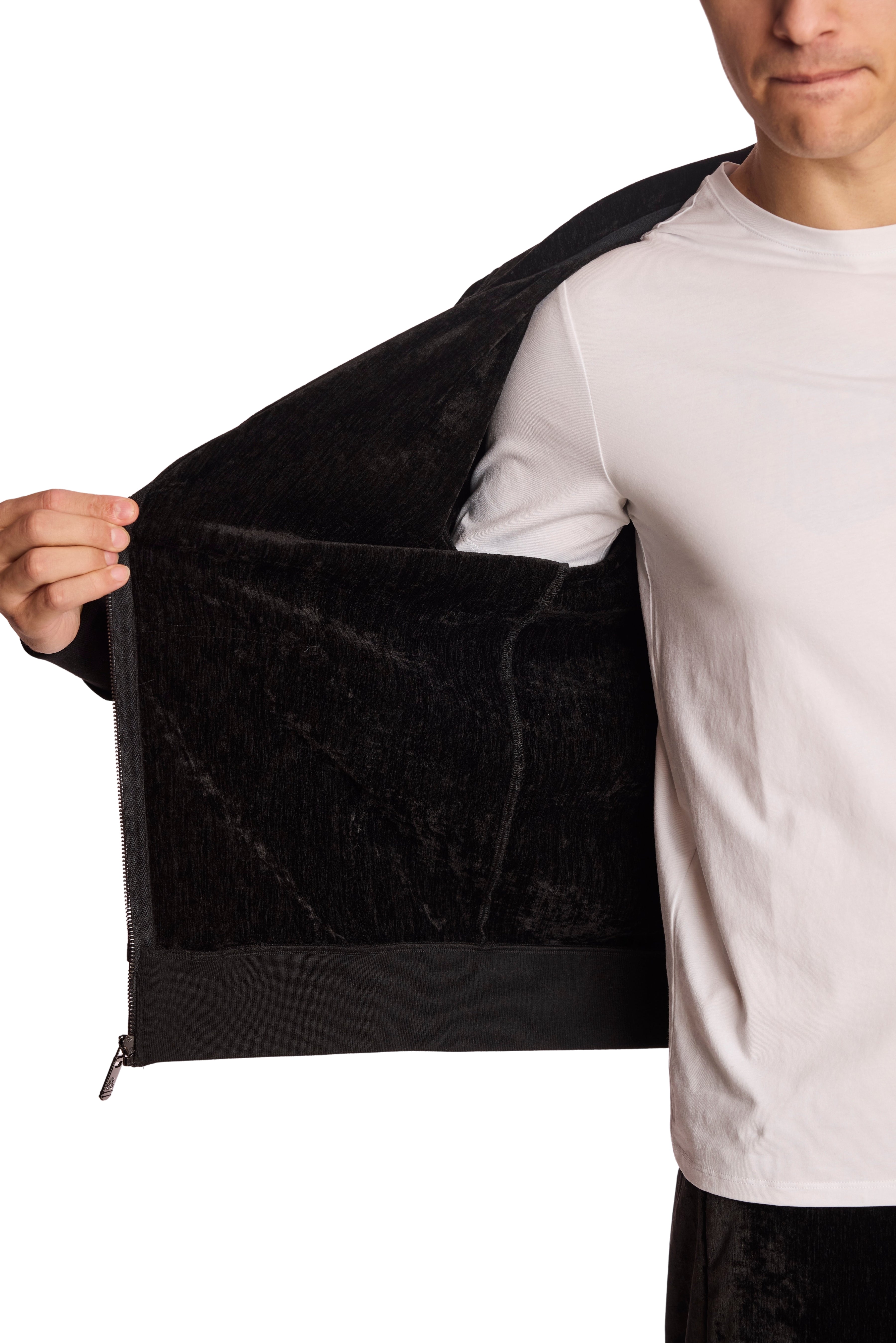 Velvet Zip-Up Hoody - Black Velvet