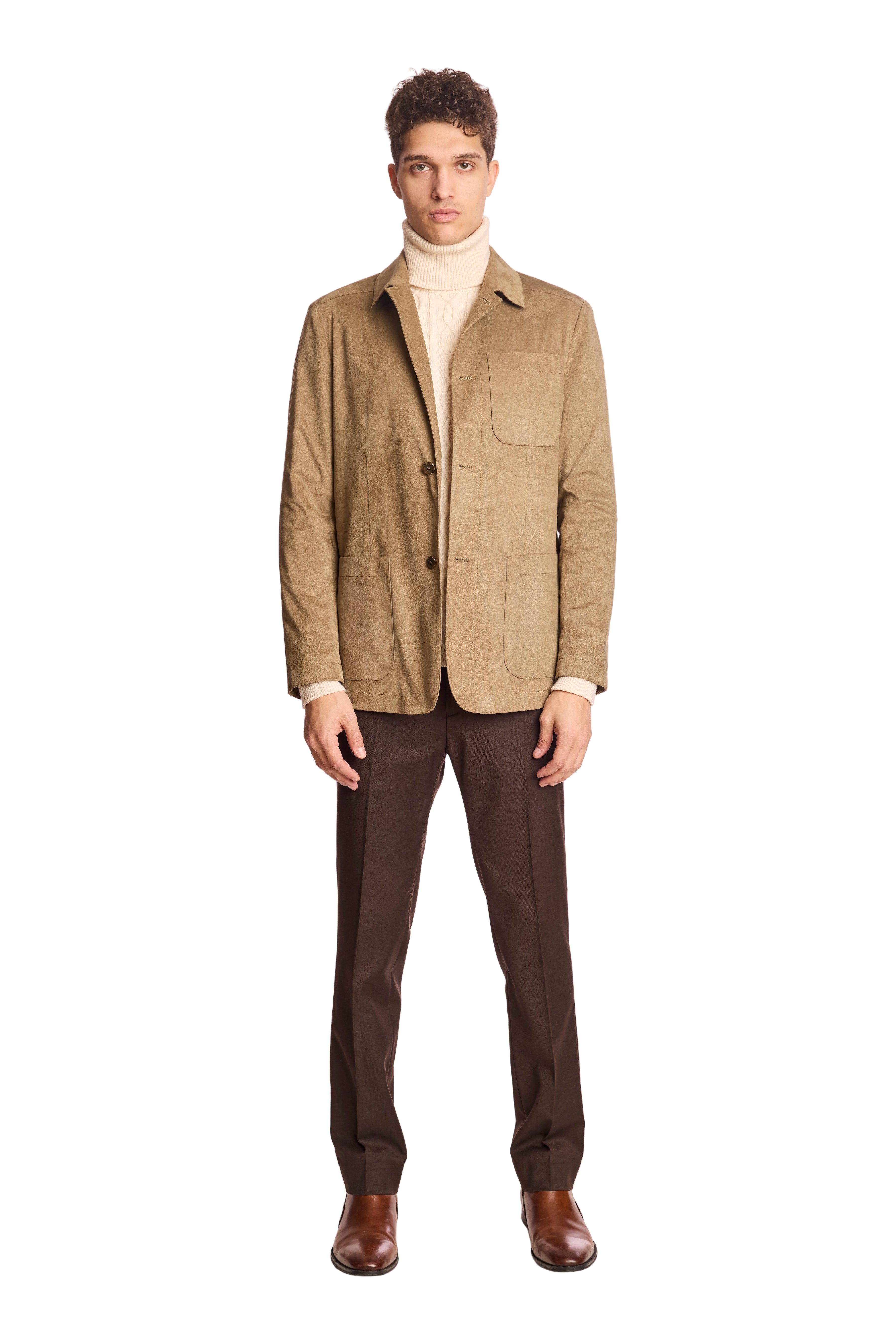 New City Button Up Jacket - Taupe Microsuede
