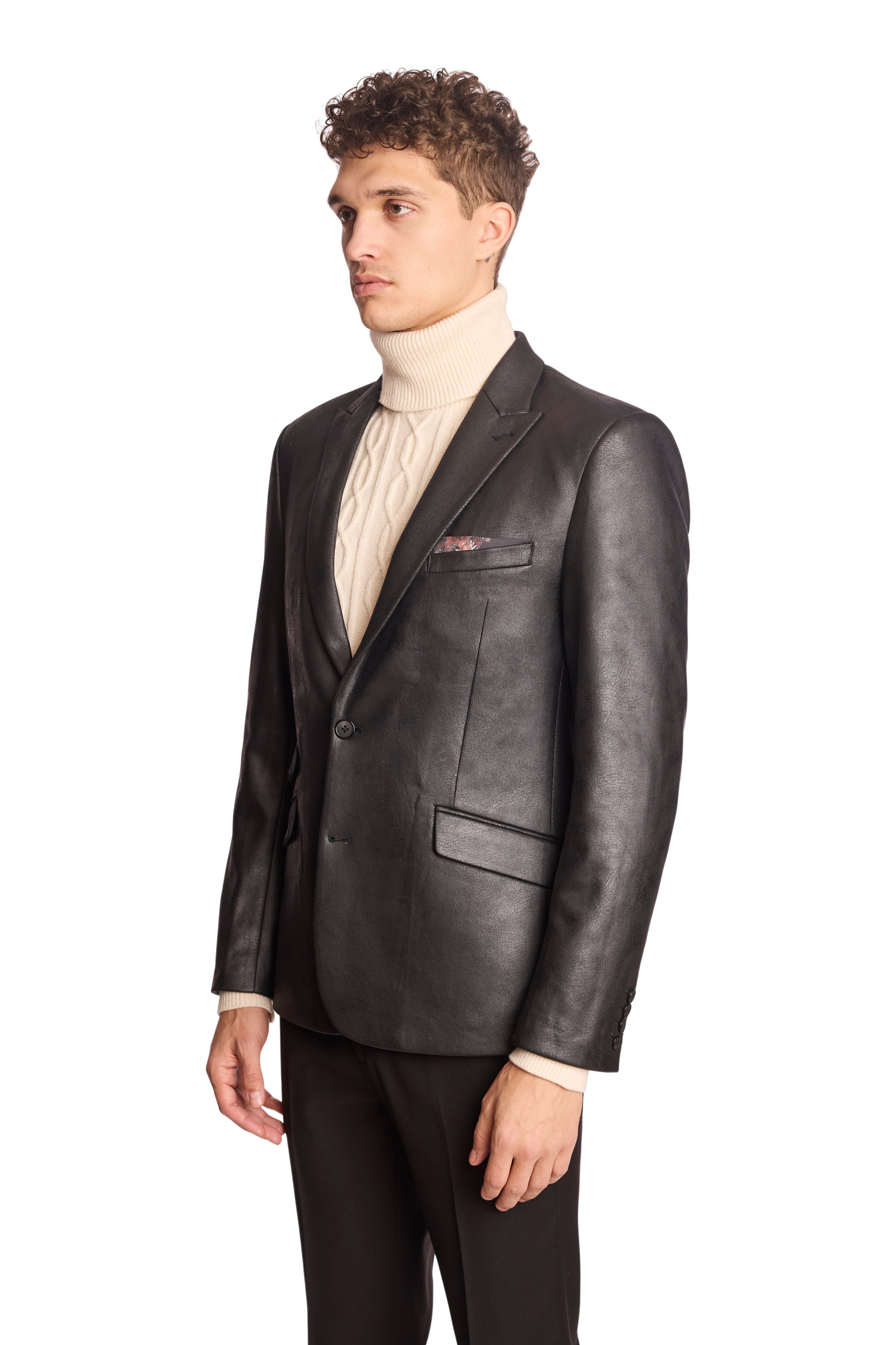 Peak Sports Jacket - Black Vegan Leather