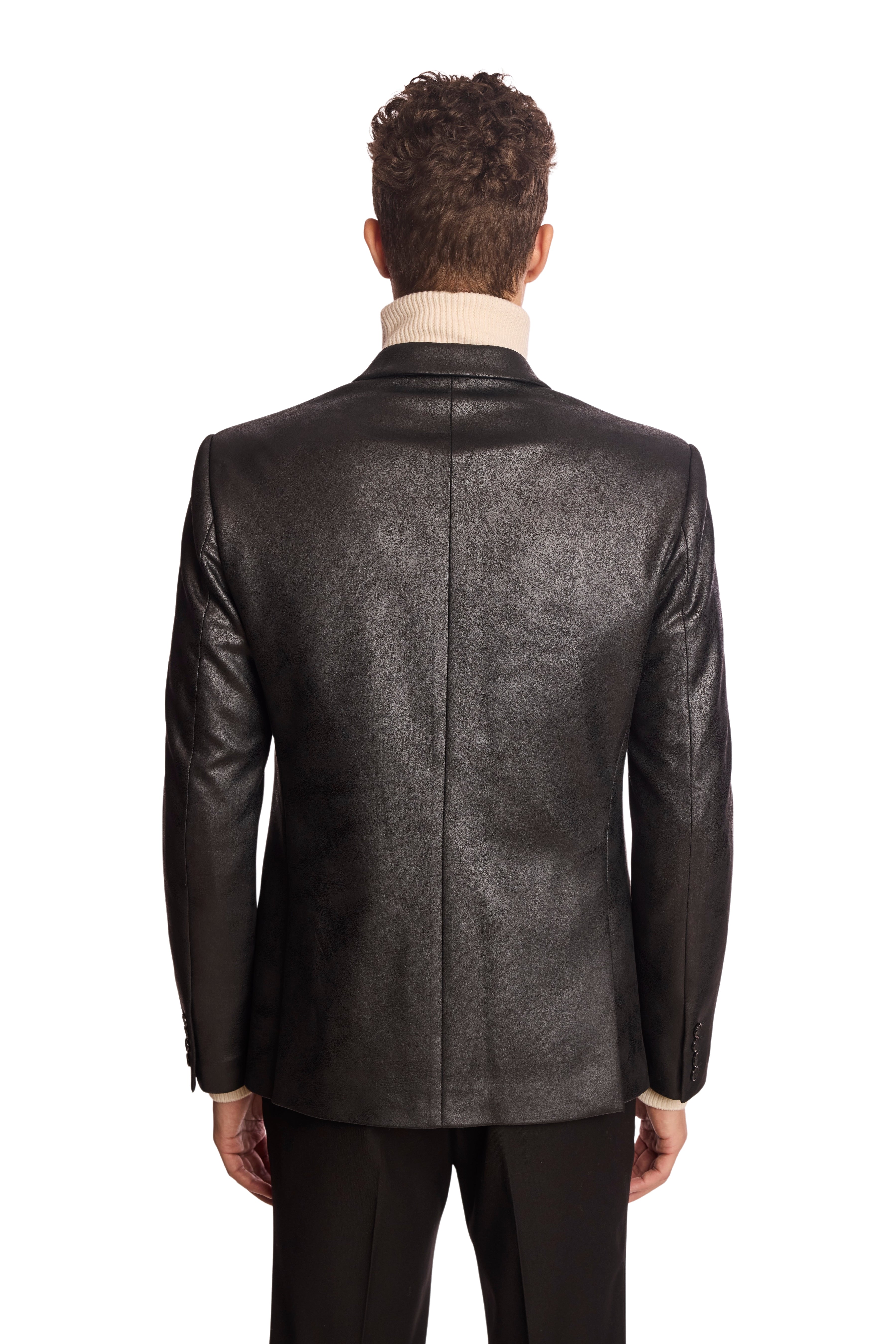 Peak Sports Jacket - Black Vegan Leather