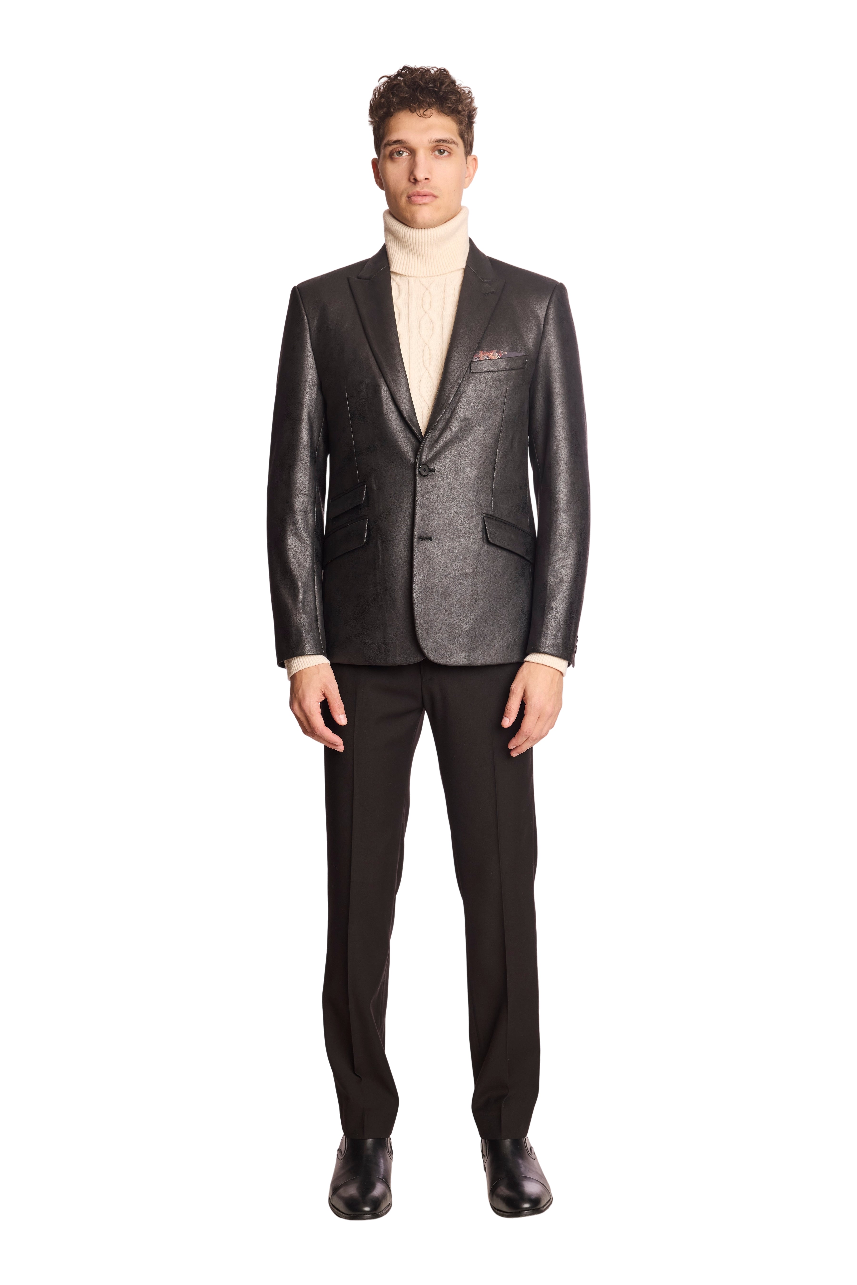 Peak Sports Jacket - Black Vegan Leather