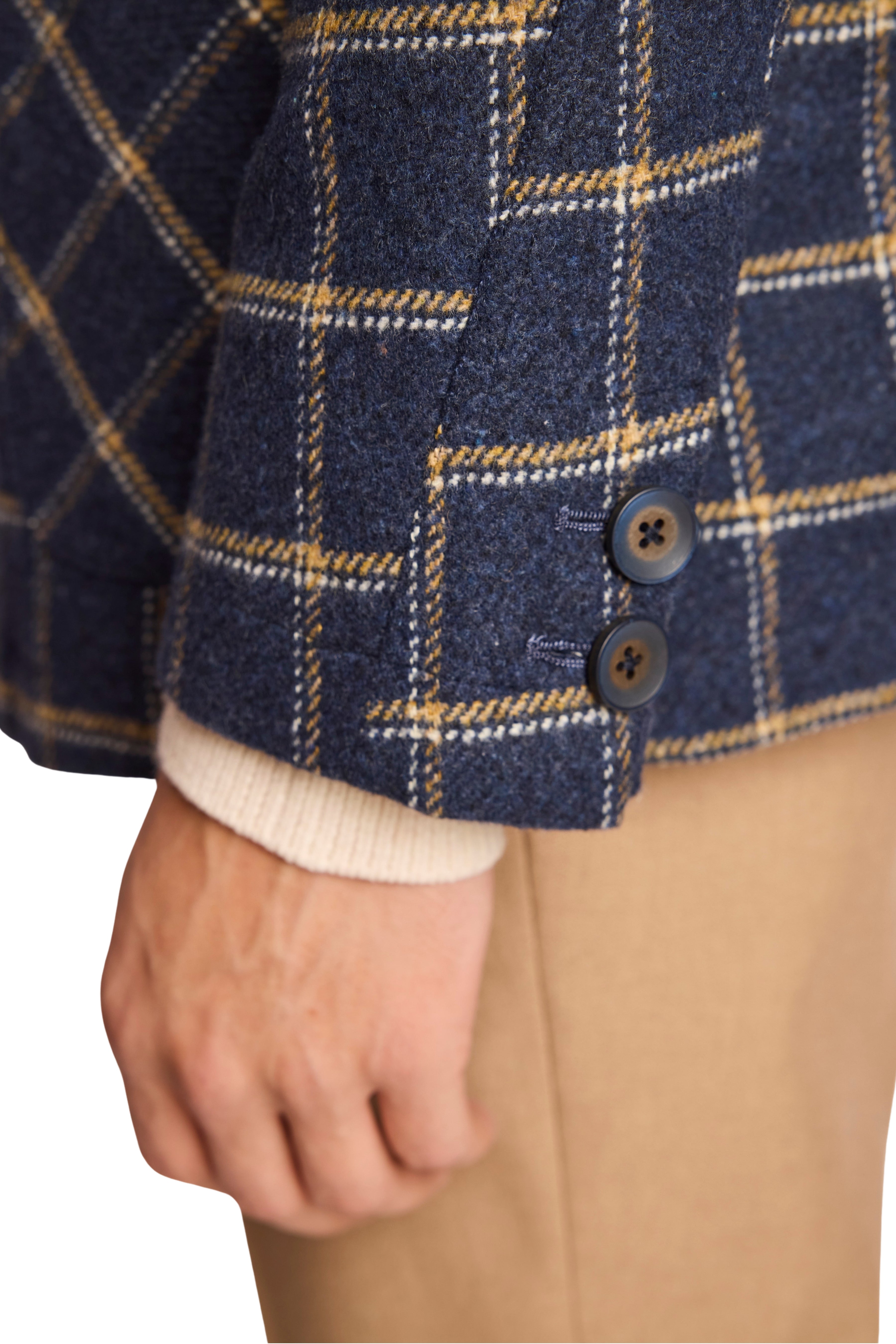 New City Button Up Jacket - Blue Mustard White Windowpane