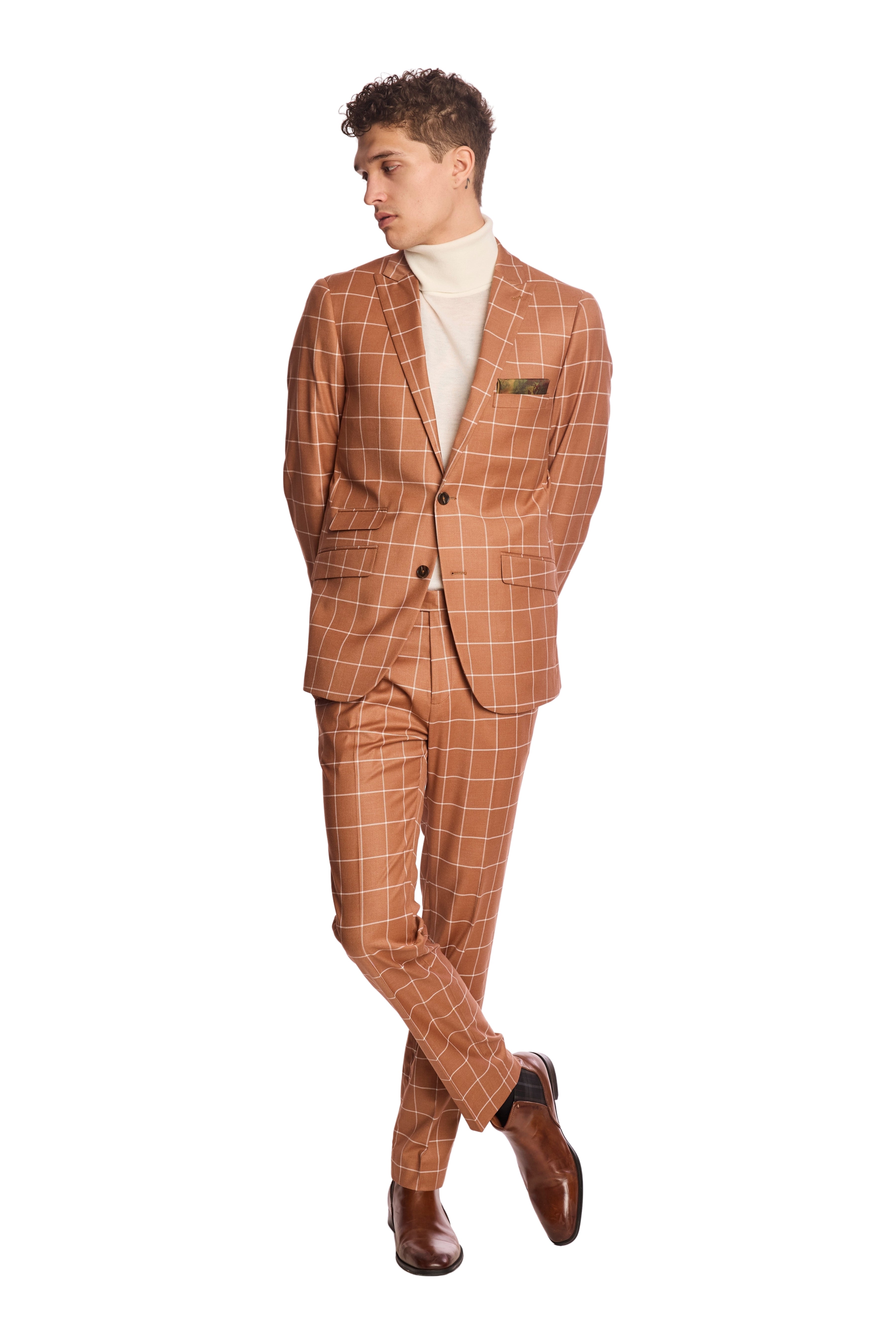 Ashton Peak Jacket - slim - Pumpkin Spice Windowpane