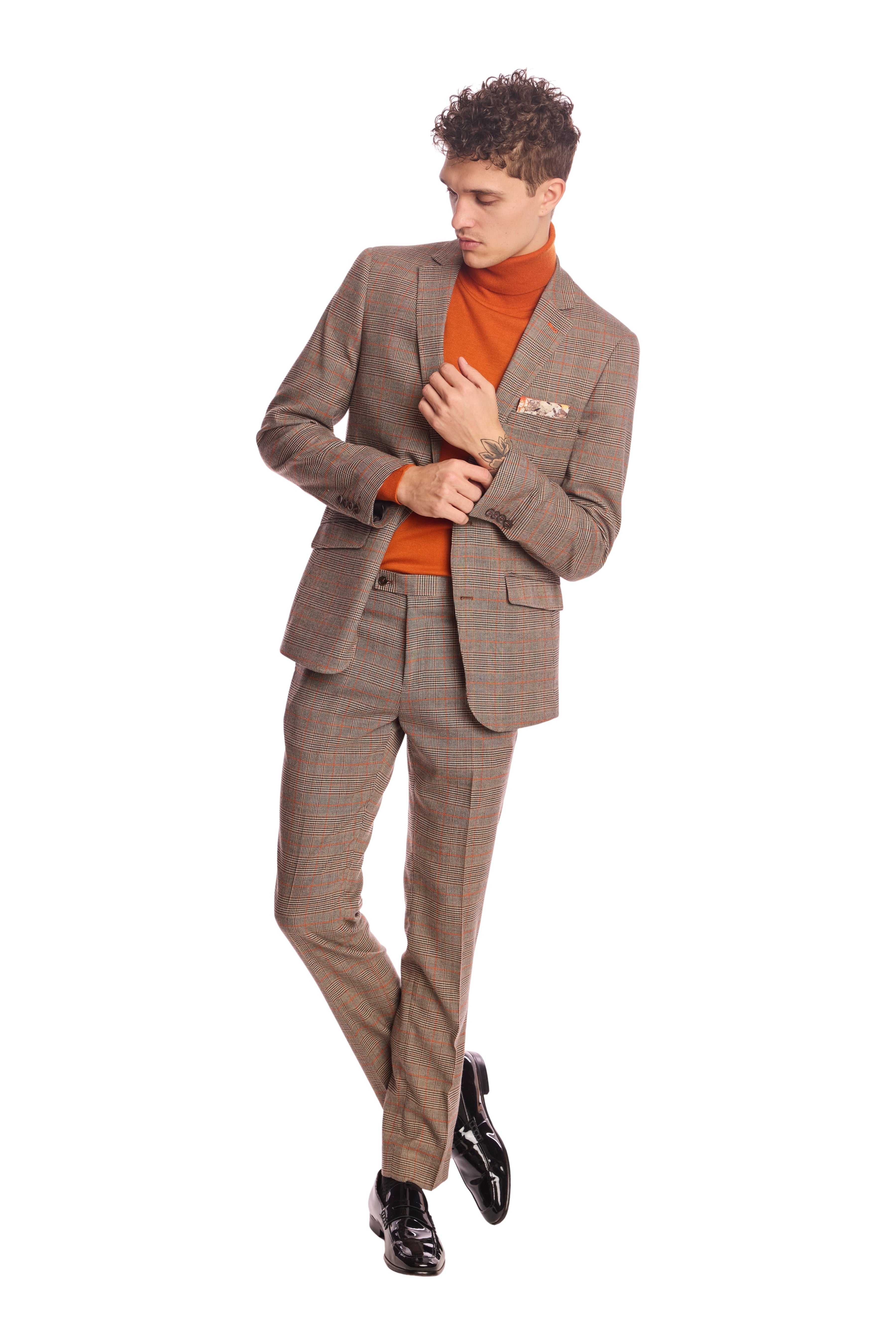 Dover Notch Jacket - slim - Orange Pop Prince of Wales