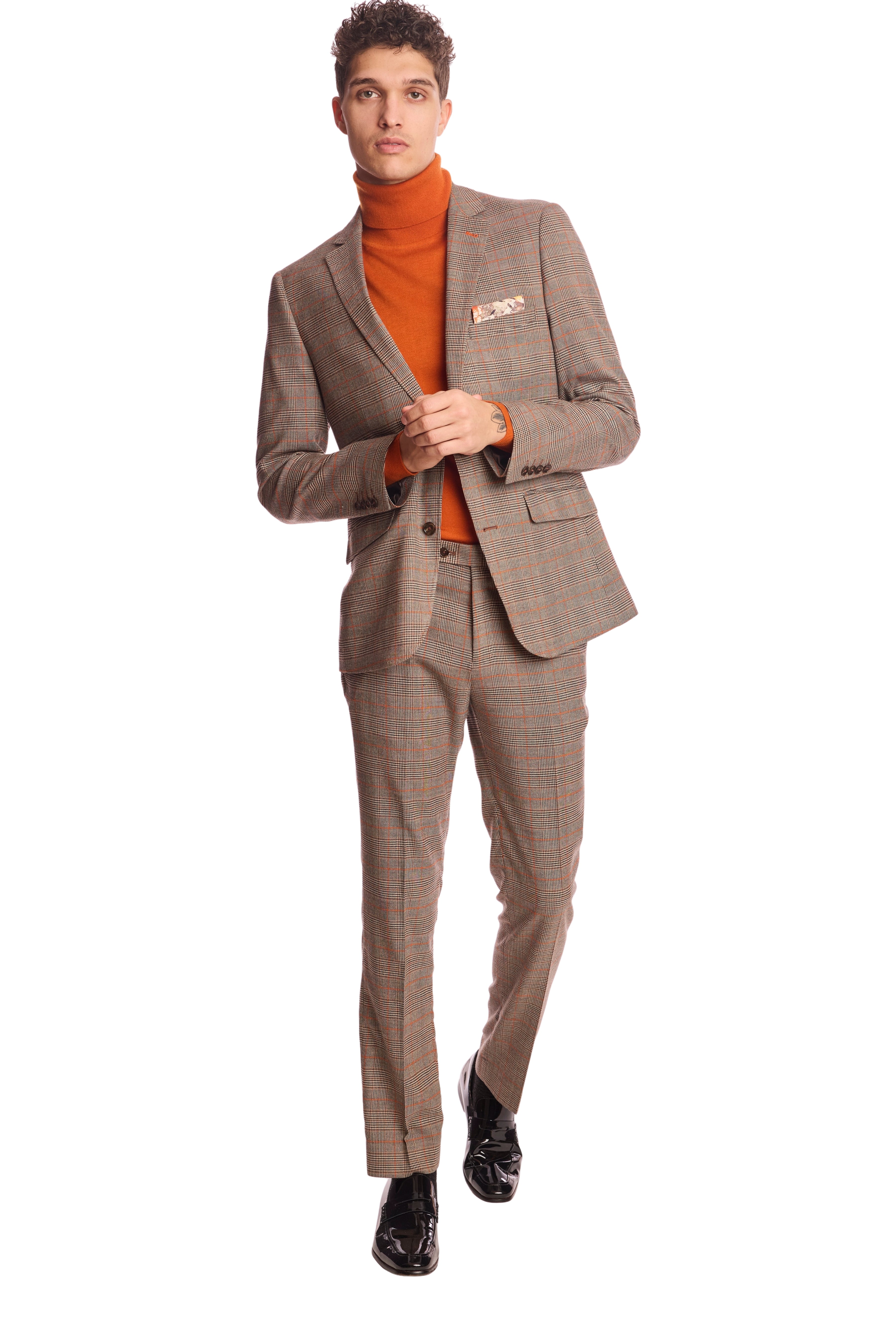 Dover Notch Jacket - slim - Orange Pop Prince of Wales