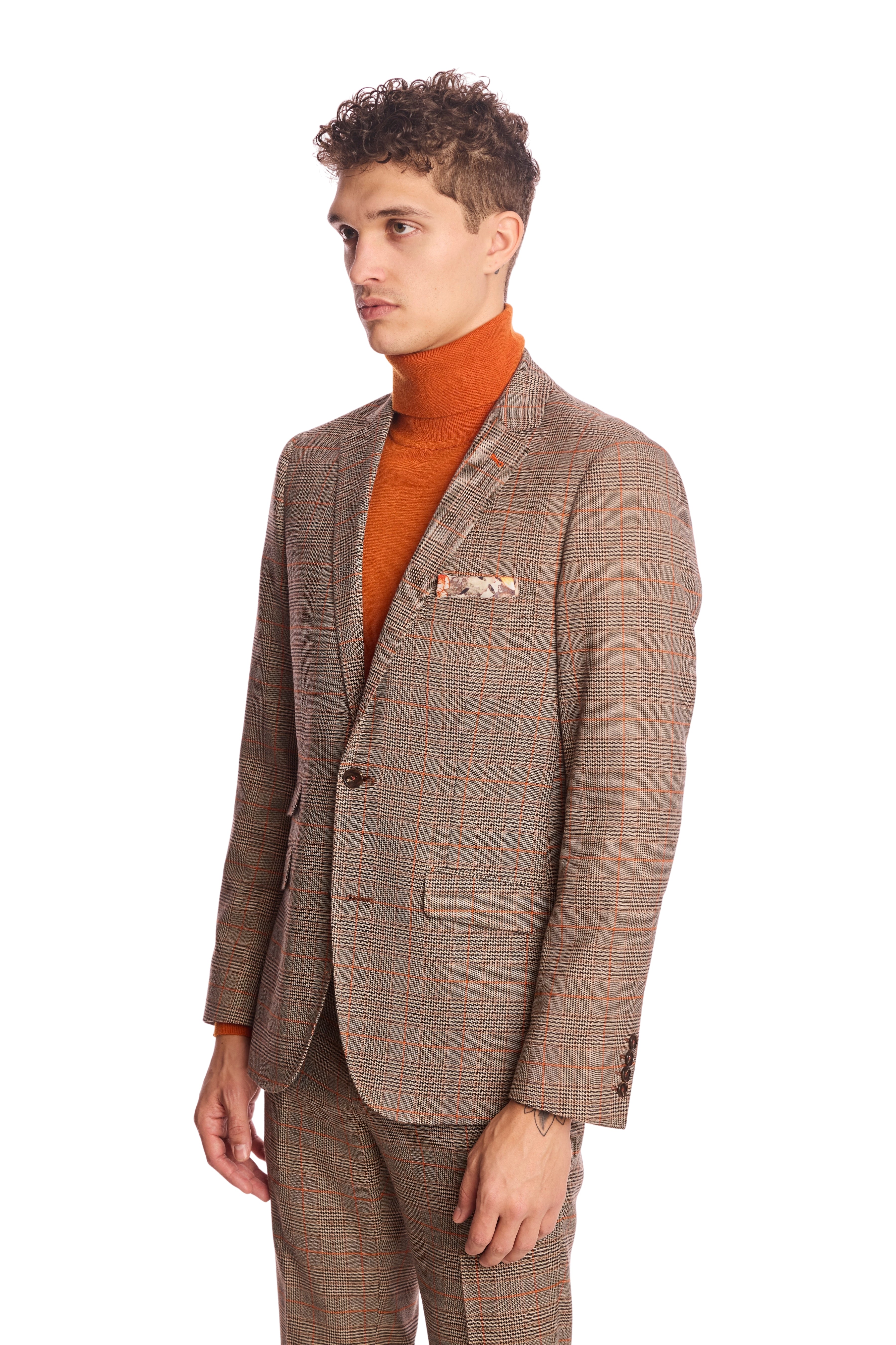 Dover Notch Jacket - slim - Orange Pop Prince of Wales