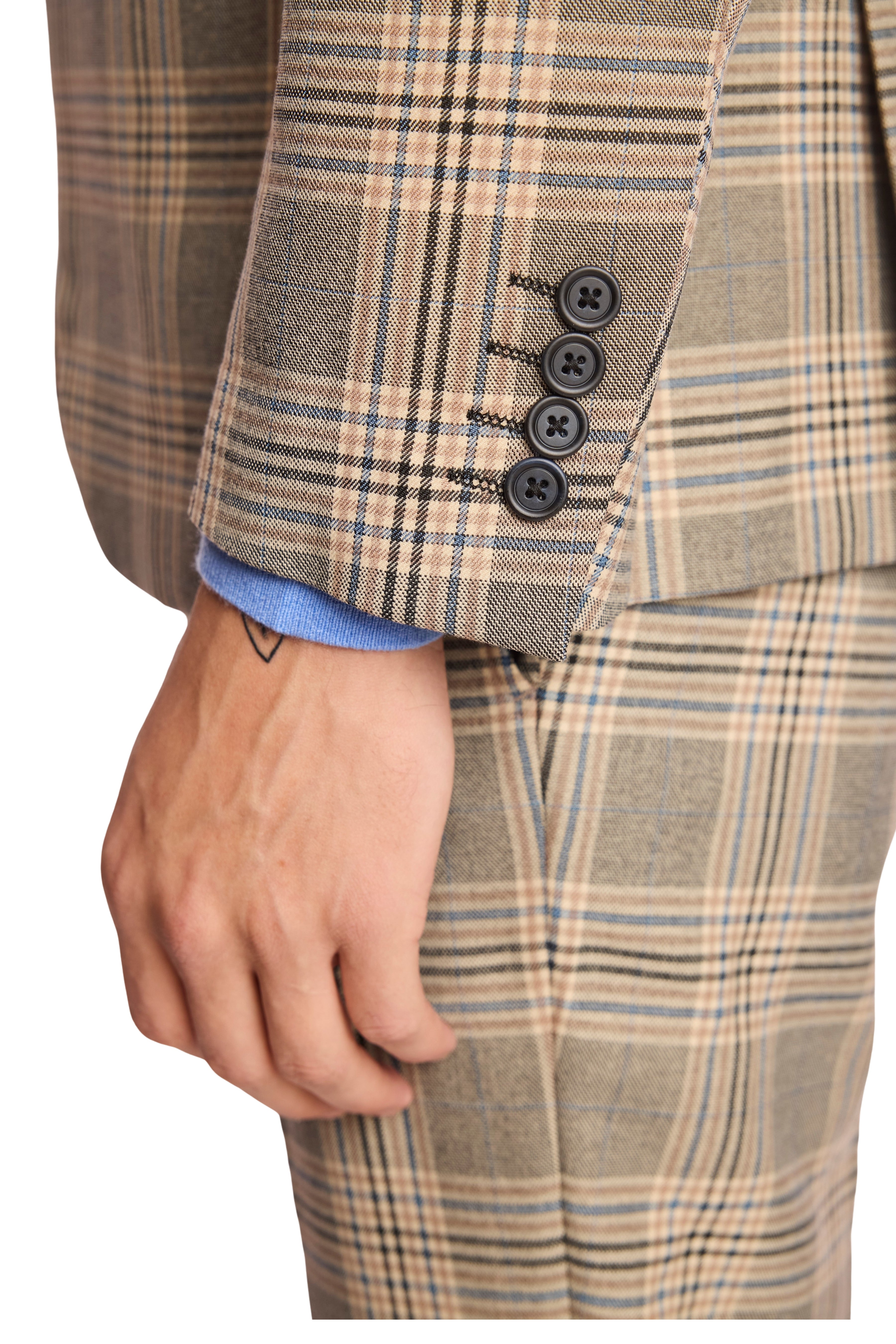 Dover Notch Jacket - slim - Blue & Grey Check