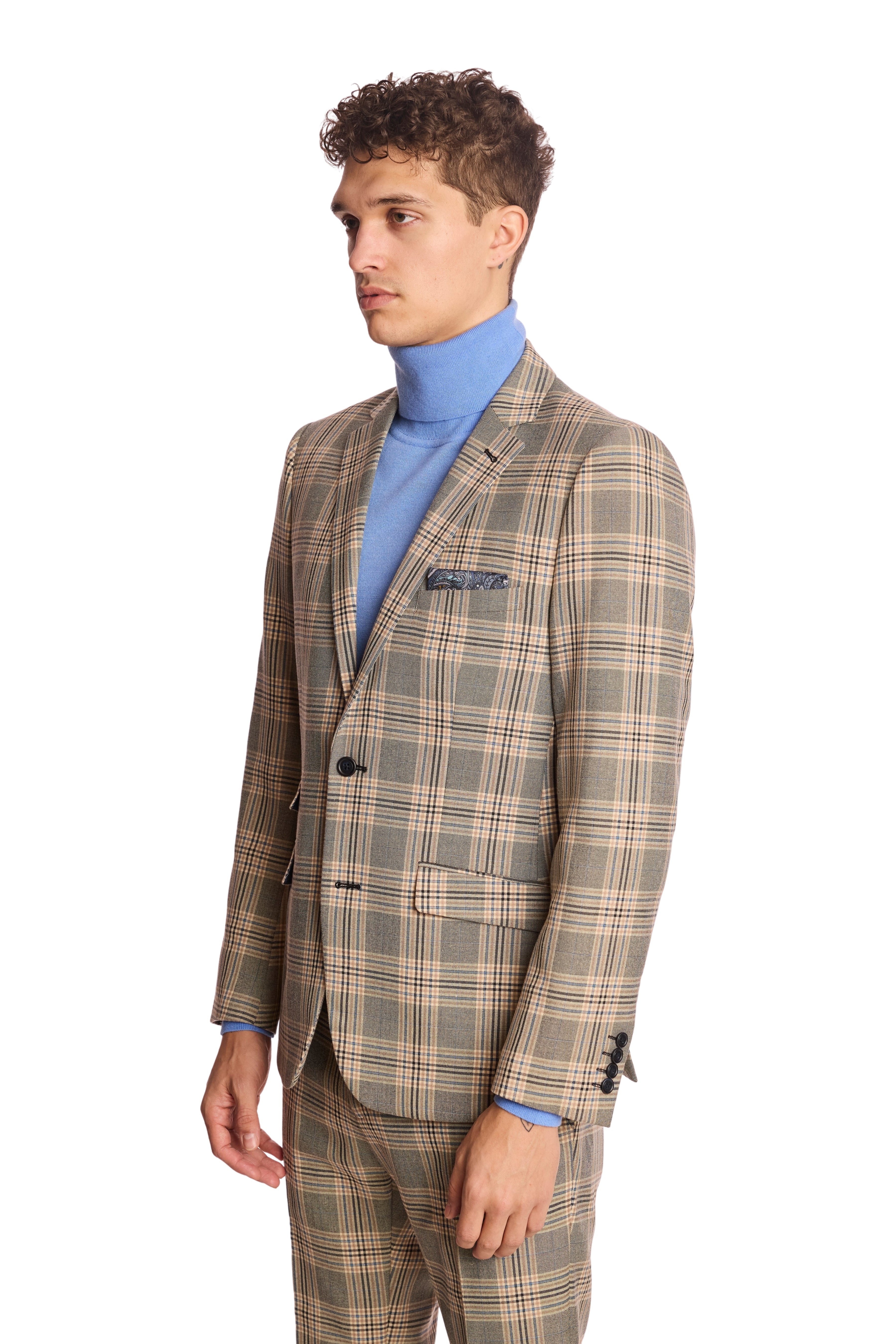 Dover Notch Jacket - slim - Blue & Grey Check