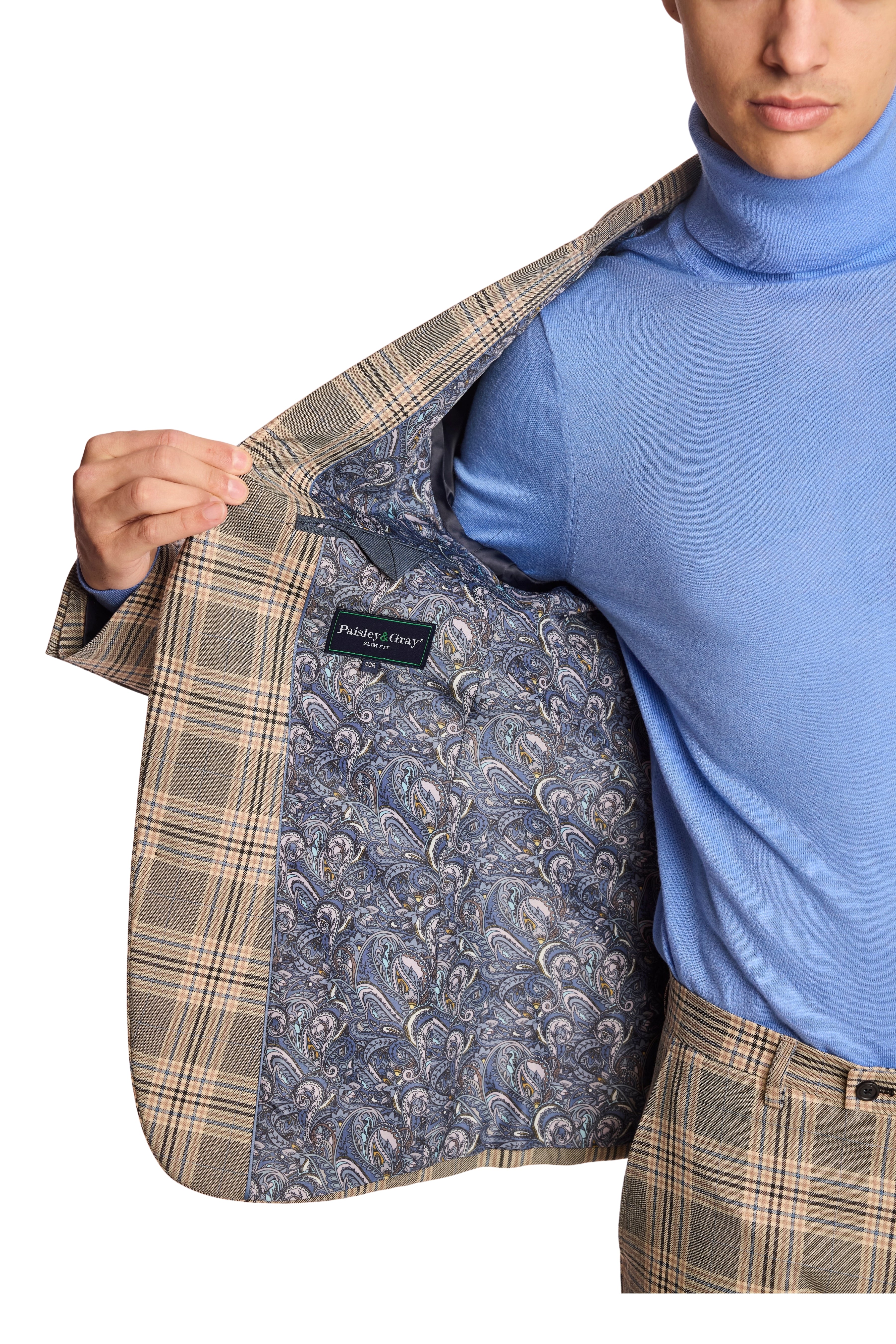 Dover Notch Jacket - slim - Blue & Grey Check