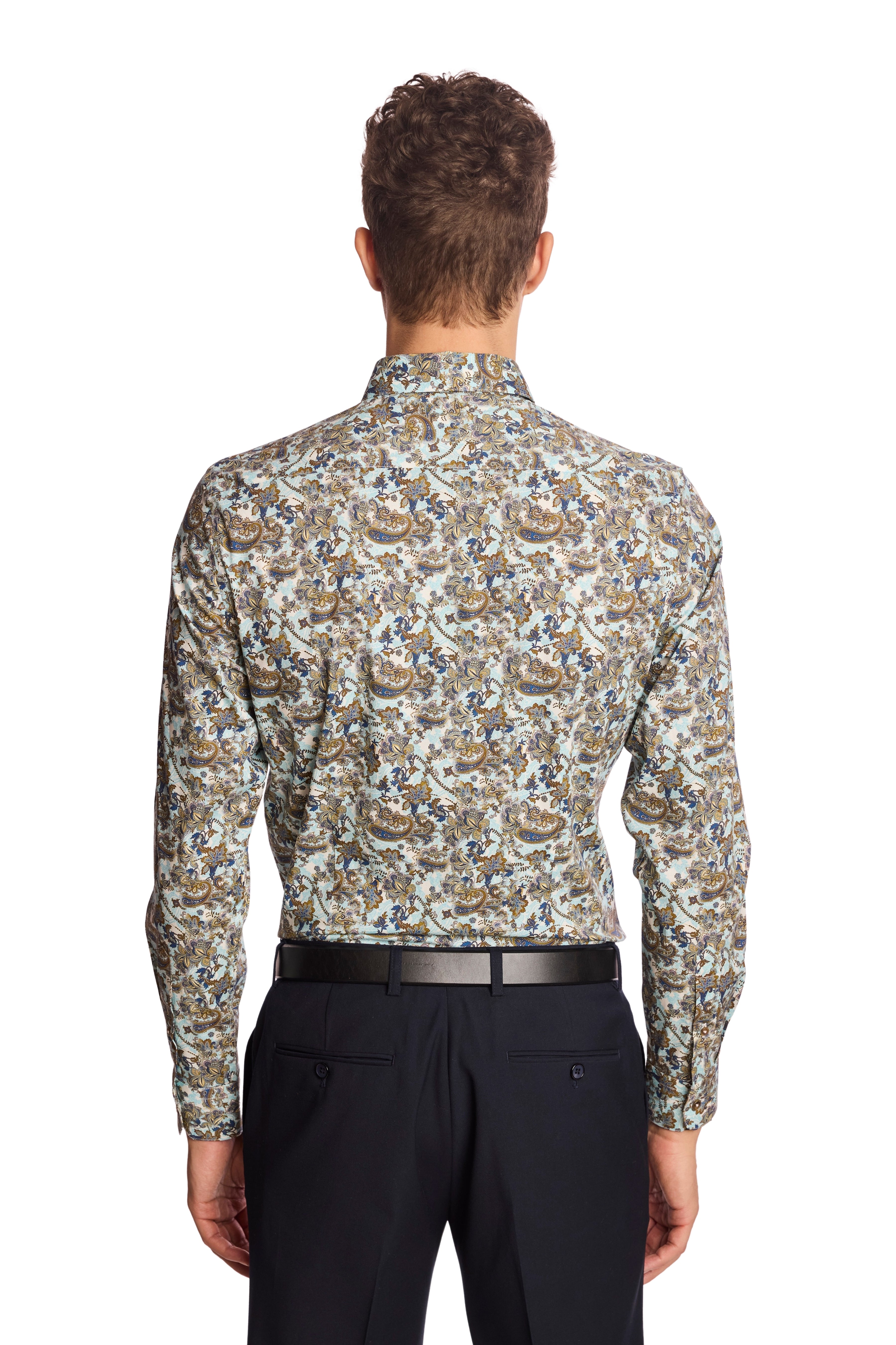 Brian Button Down Shirt - LT Blue & Brown Paisley