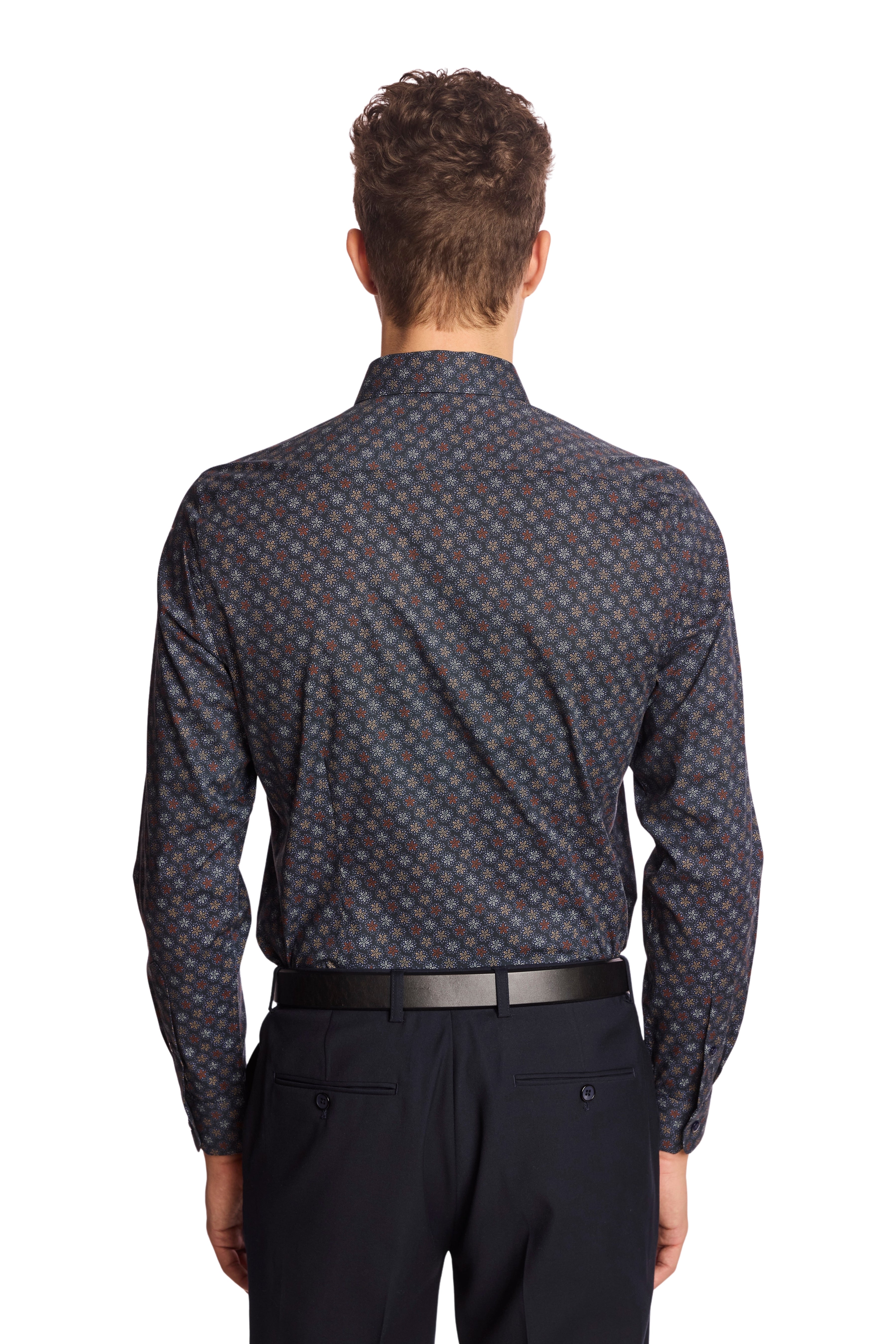 Brian Button Down Shirt - Navy & Tan Stars
