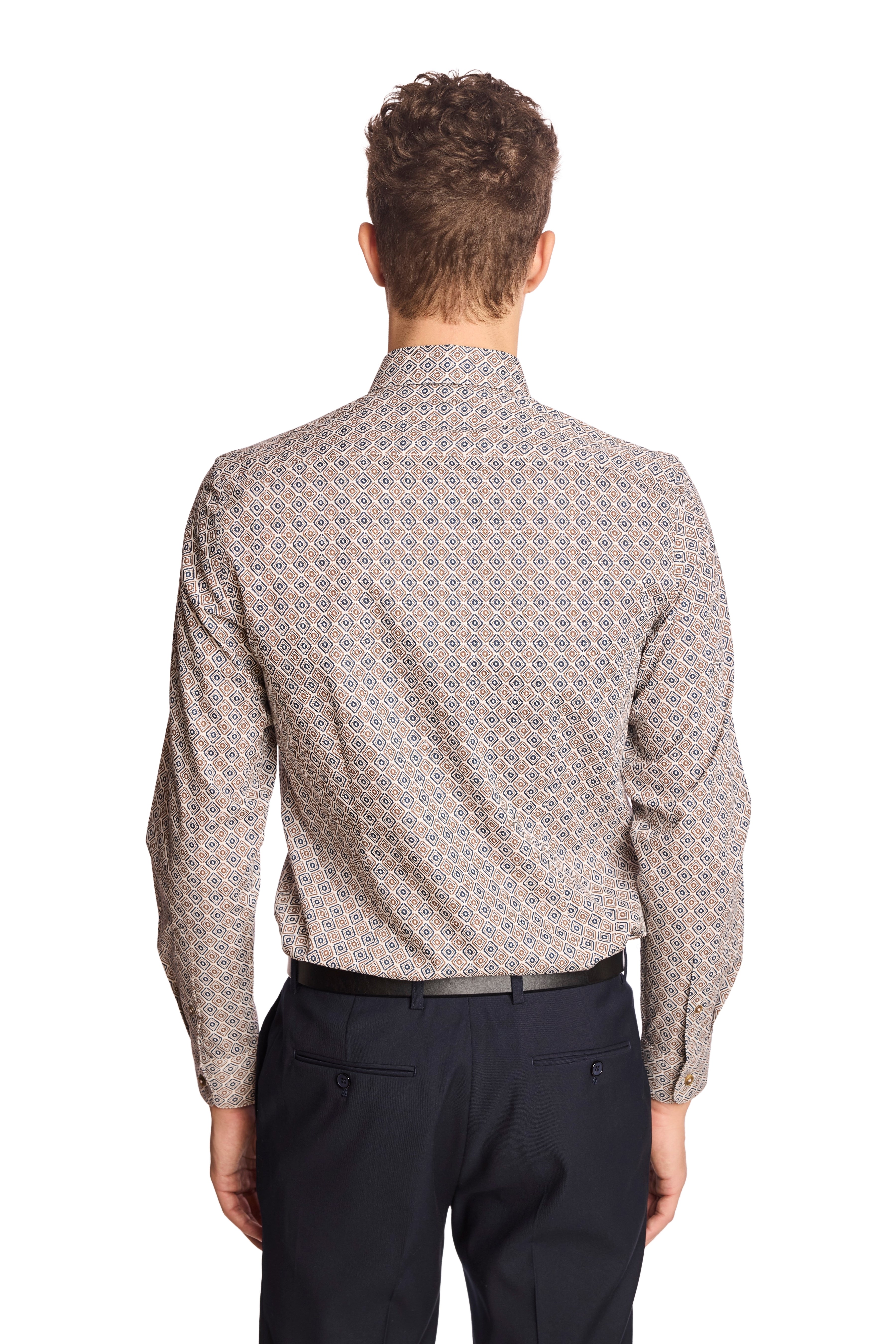 Brian Button Down Shirt - Brown & Blue Diamond